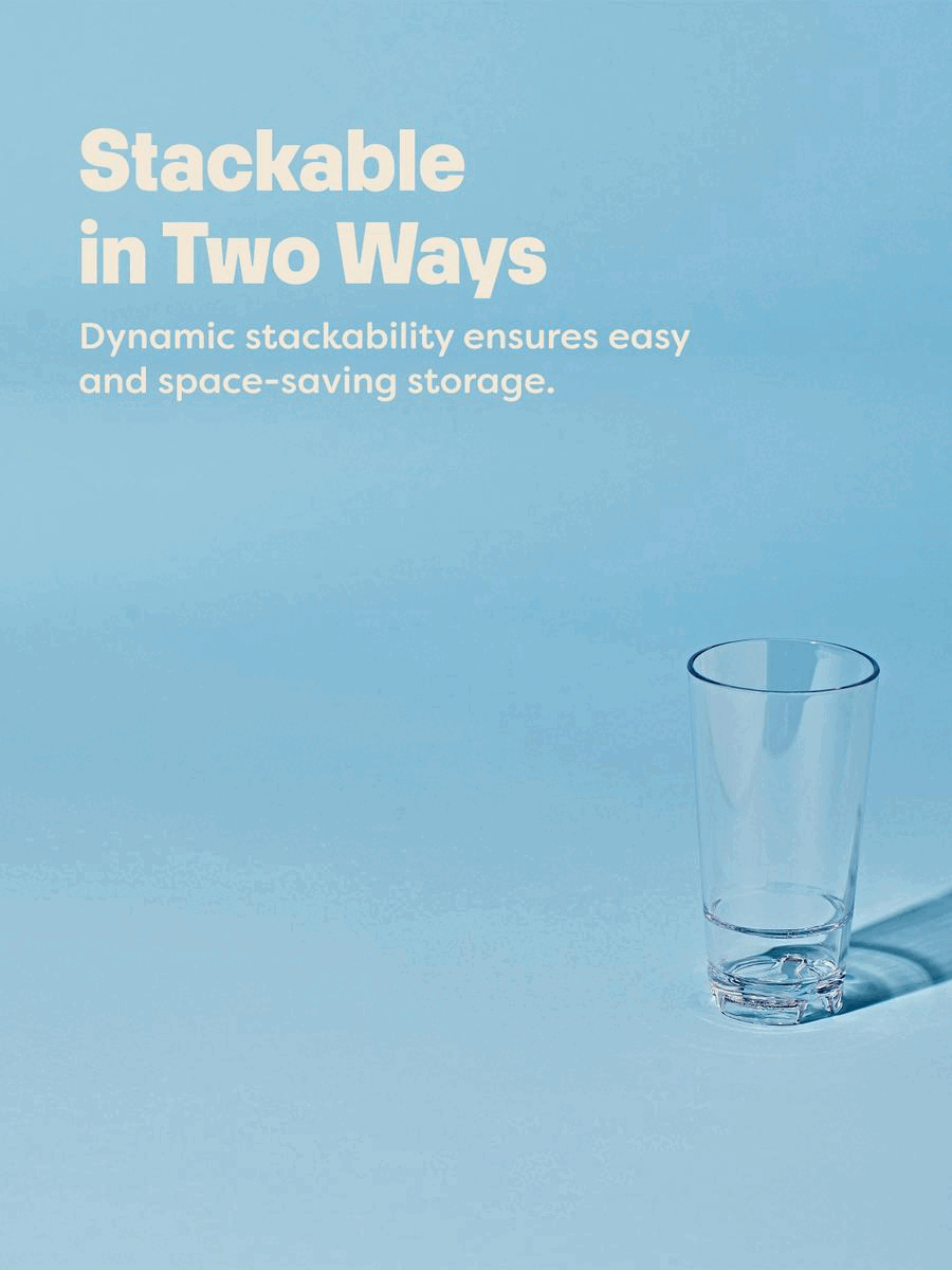 RESERVE 14oz Stackable Tall MS Copolyester Glass - Bulk、mySite、camillekostekn