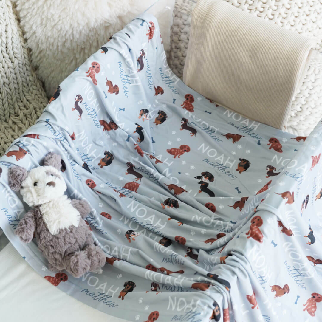  Personalized Baby Name Swaddle Blanket | Dachshund、mySite、layawaytickets