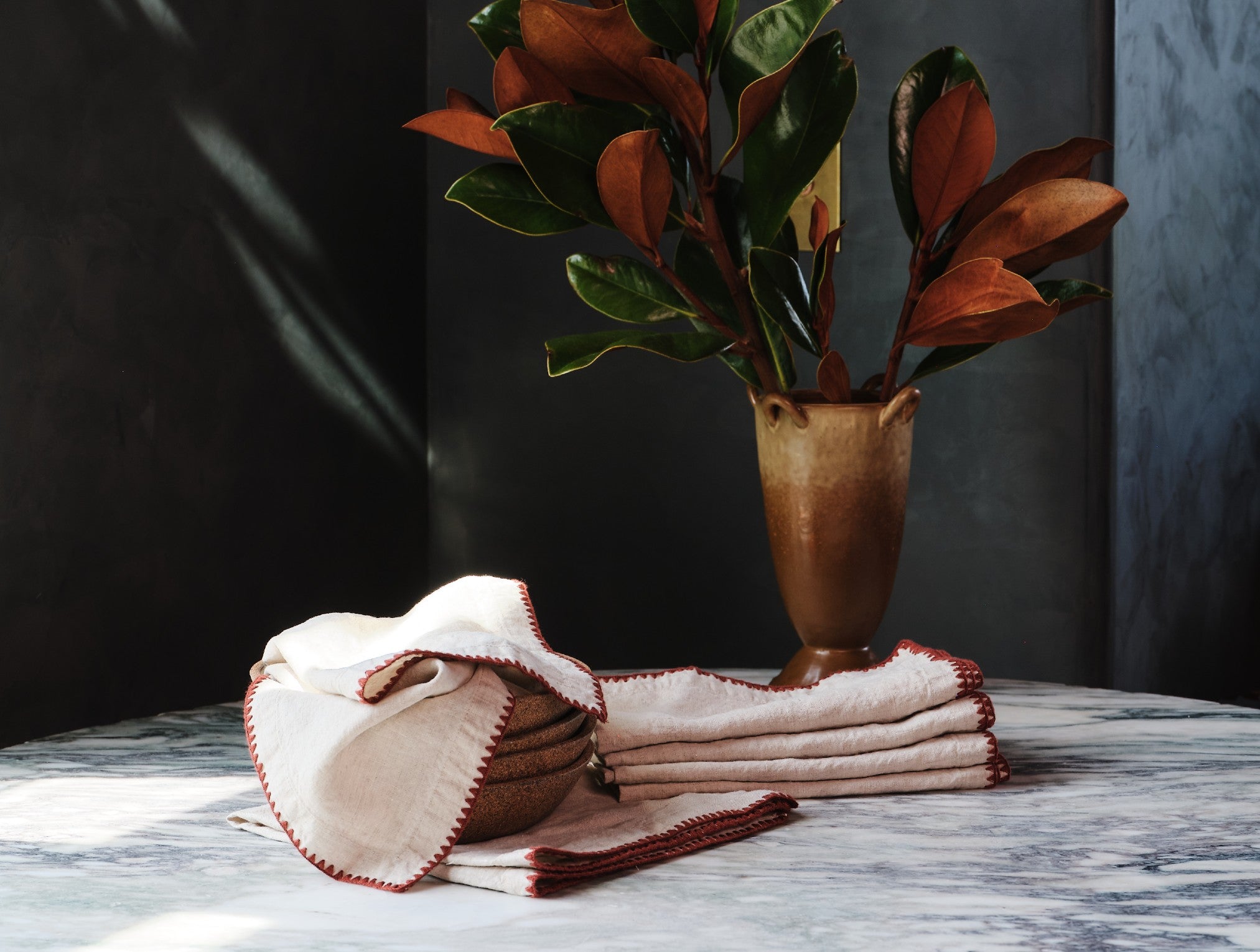  Olivos Embroidered Organic Linen Napkins、mySite、sugarbowlscore