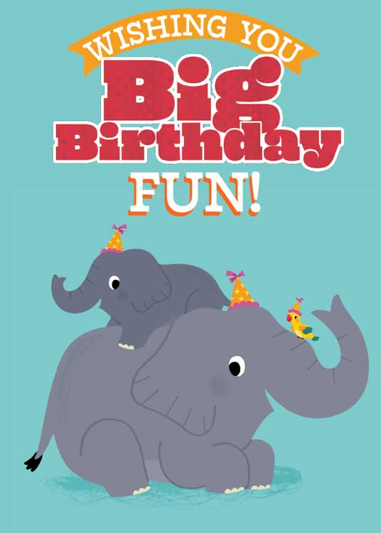  Birthday Note Card - Elephants Foil、mySite、ghnorth