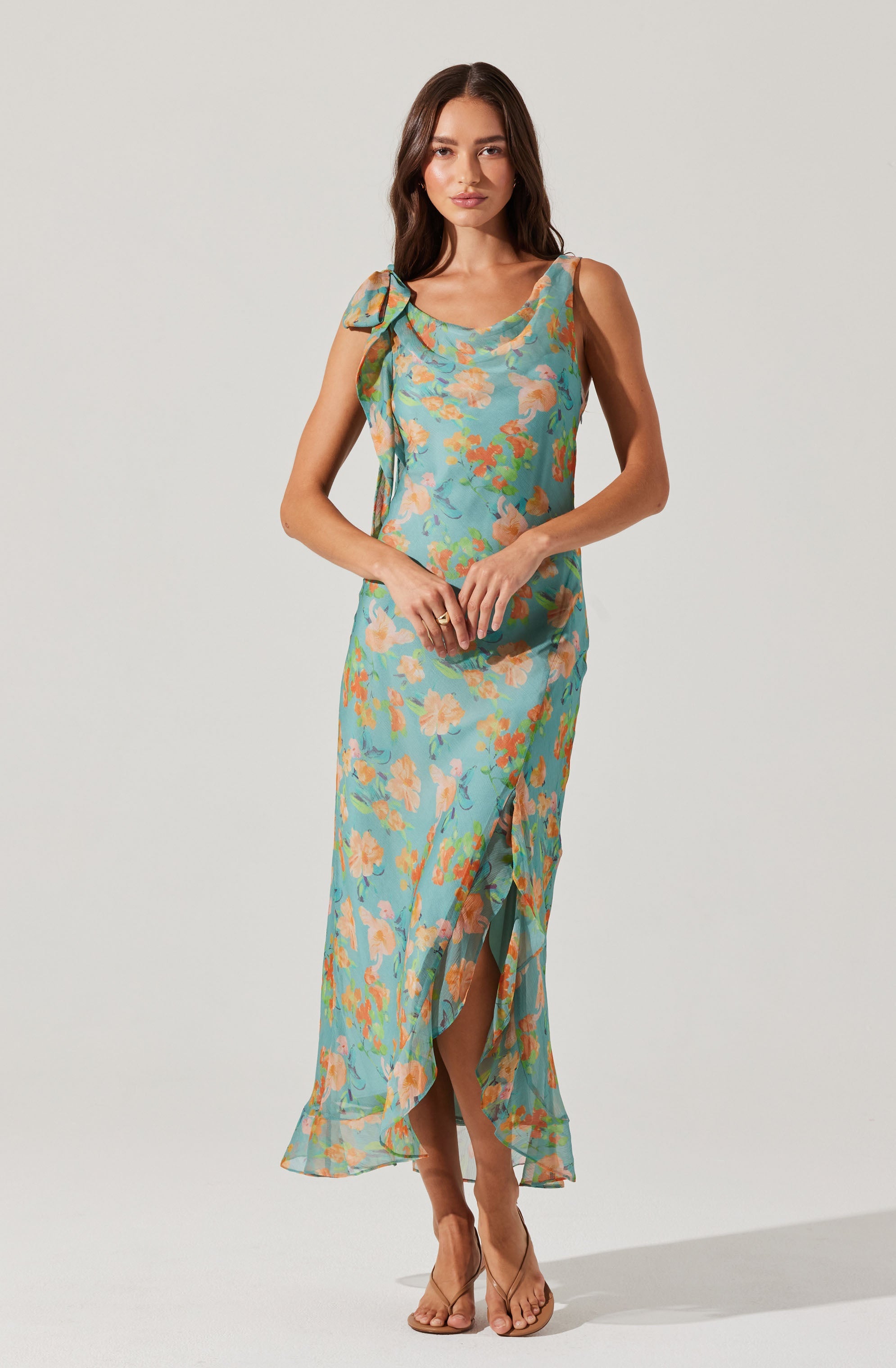 Isabelle Ruffled Cowl Neck Dress、mySite、solidvoid