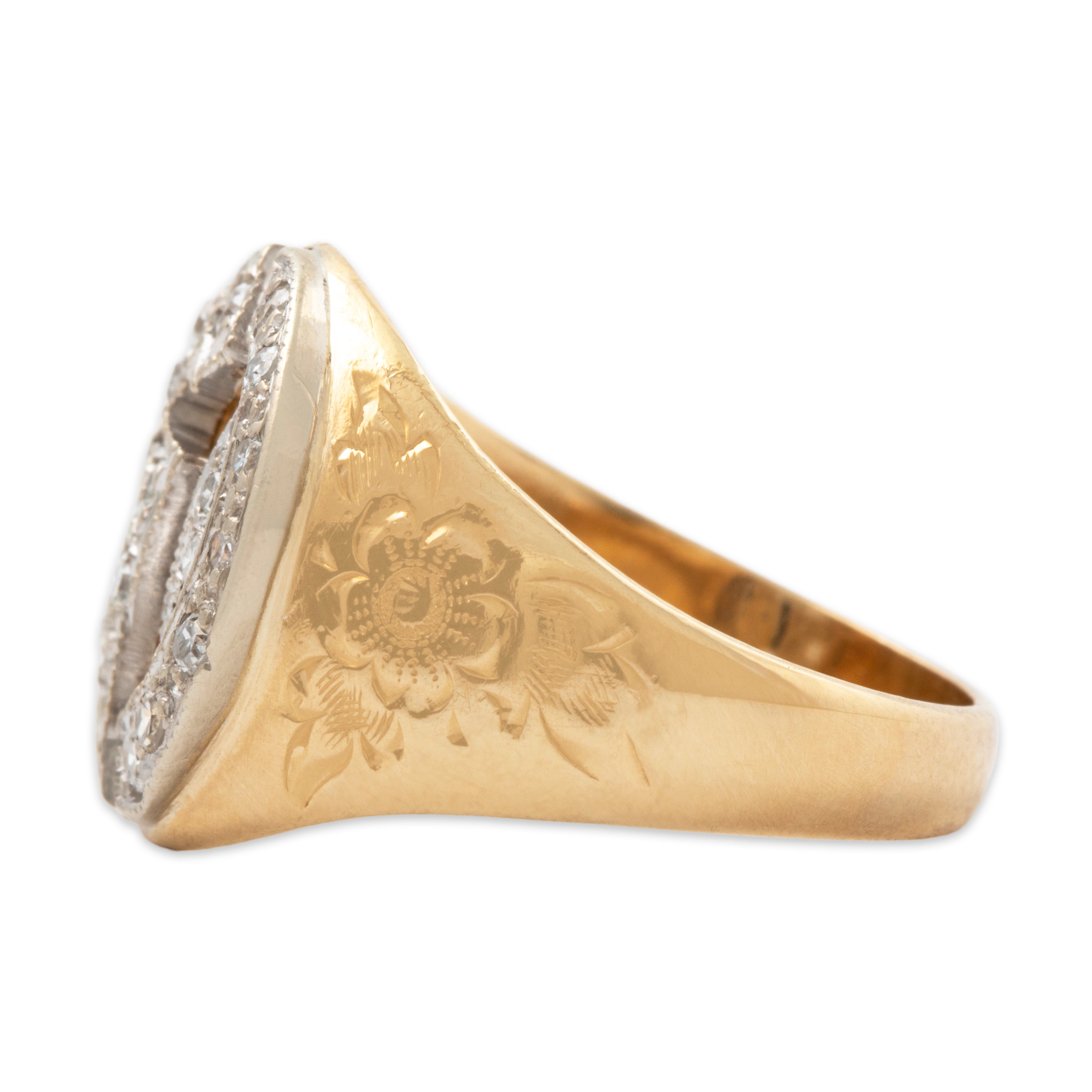 Vintage 14k Yellow Gold .342cttw Diamond SD Openwork Signet Ring 5.75、mySite、hinf8tx79