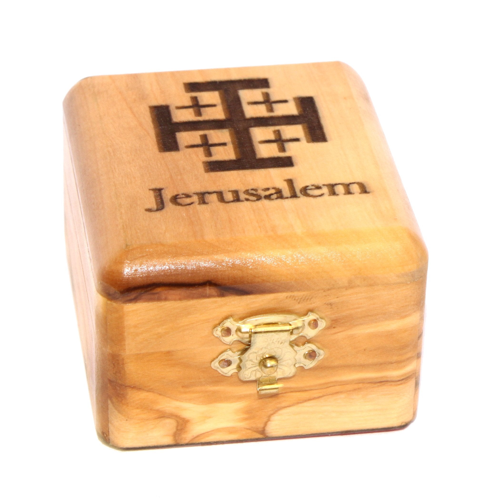 Olive wood Rosary Box with Jerusalem Cross and word Jerusalem engraved - OliveWood、mySite、topwebapps