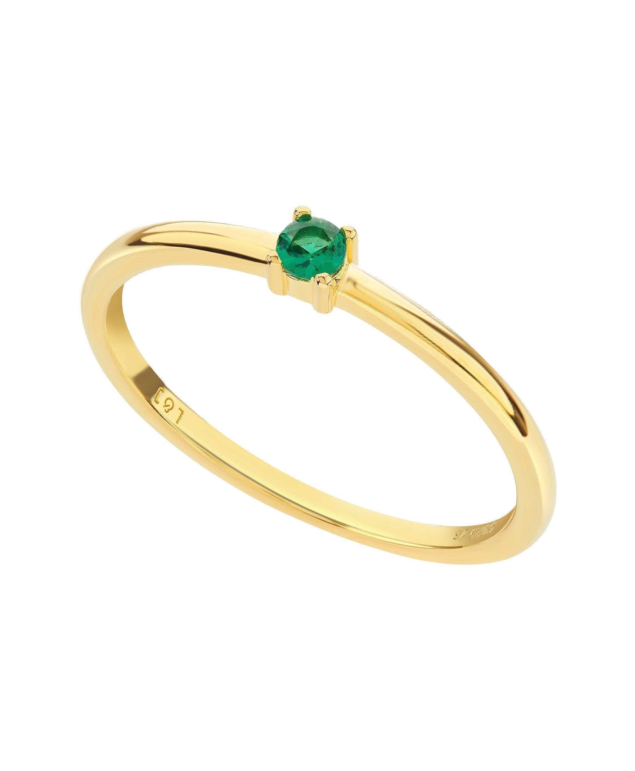  Rosa Ring Emerald 18ct Gold Plated