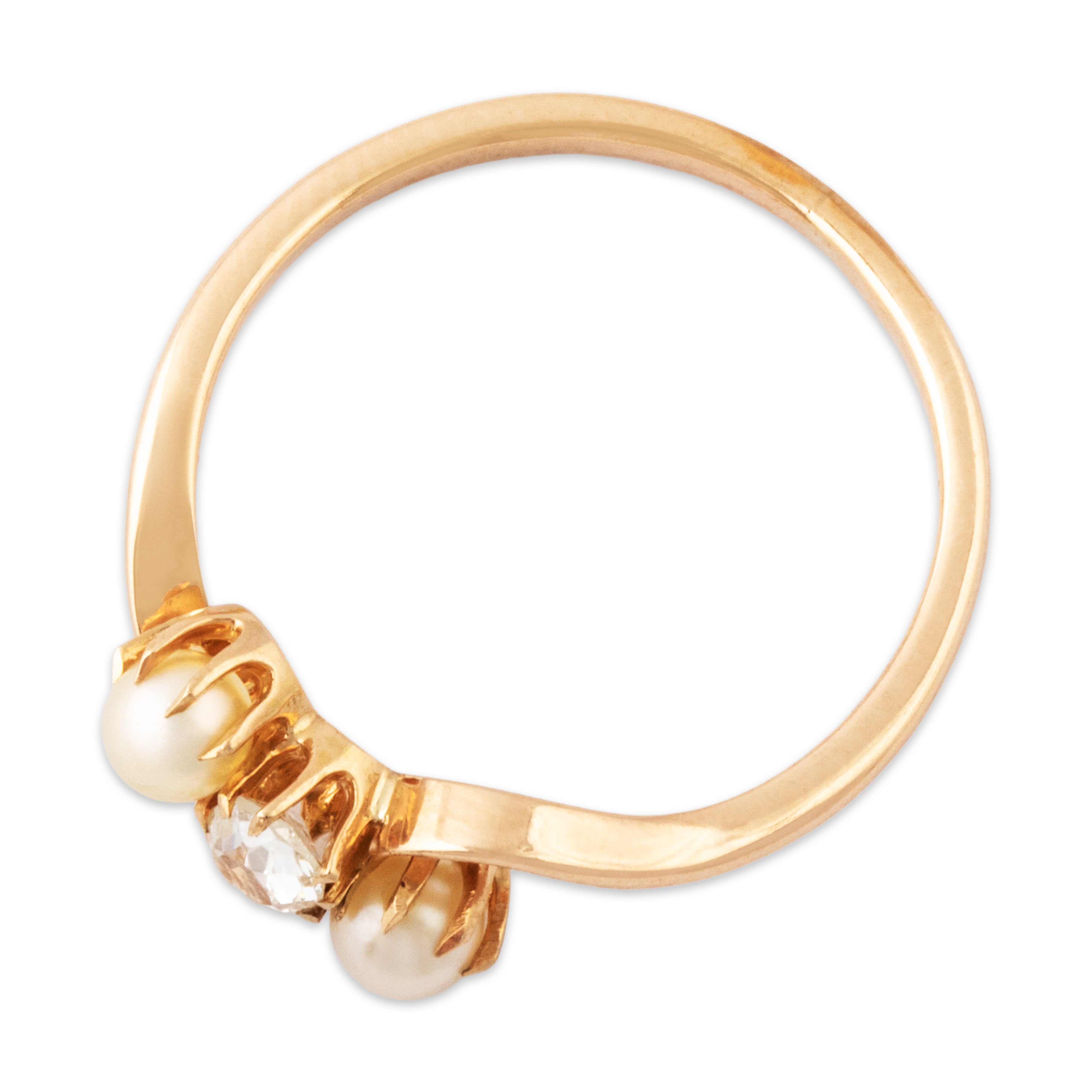 Antique 14k Rosy Yellow Gold .2ct Old Mine Diamond Pearl Delicate Ring 7.00、mySite、hinf8tx79