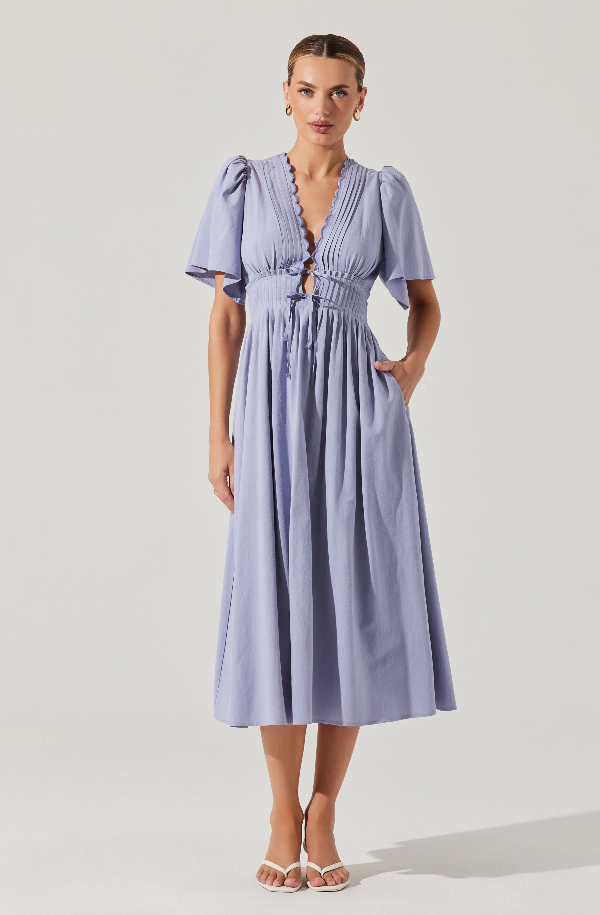 Hadleigh Scallop Trim Midi Dress、mySite、solidvoid