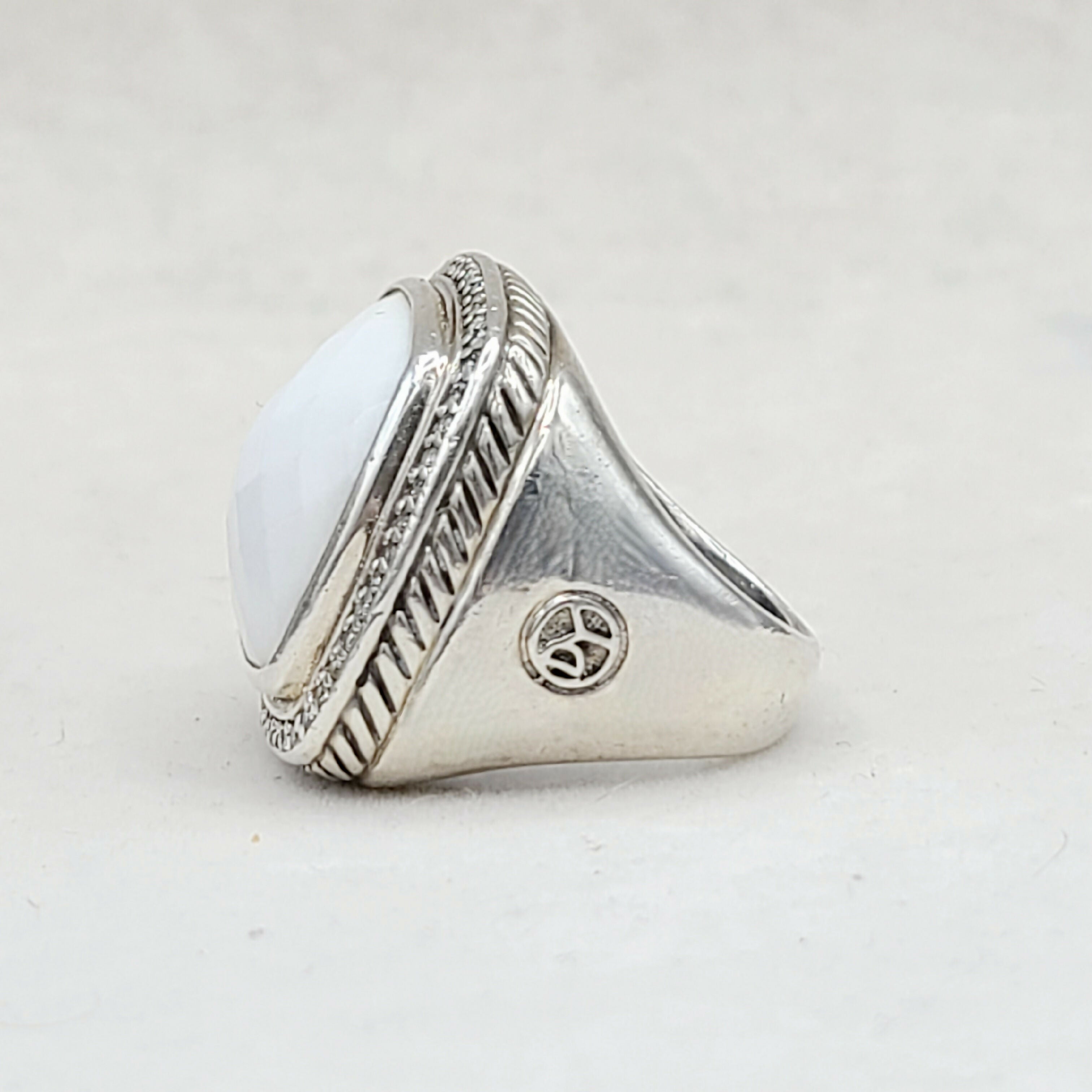 David Yurman Albion 20mm White Agate & Diamond Ring聽、mySite、hinf8tx79