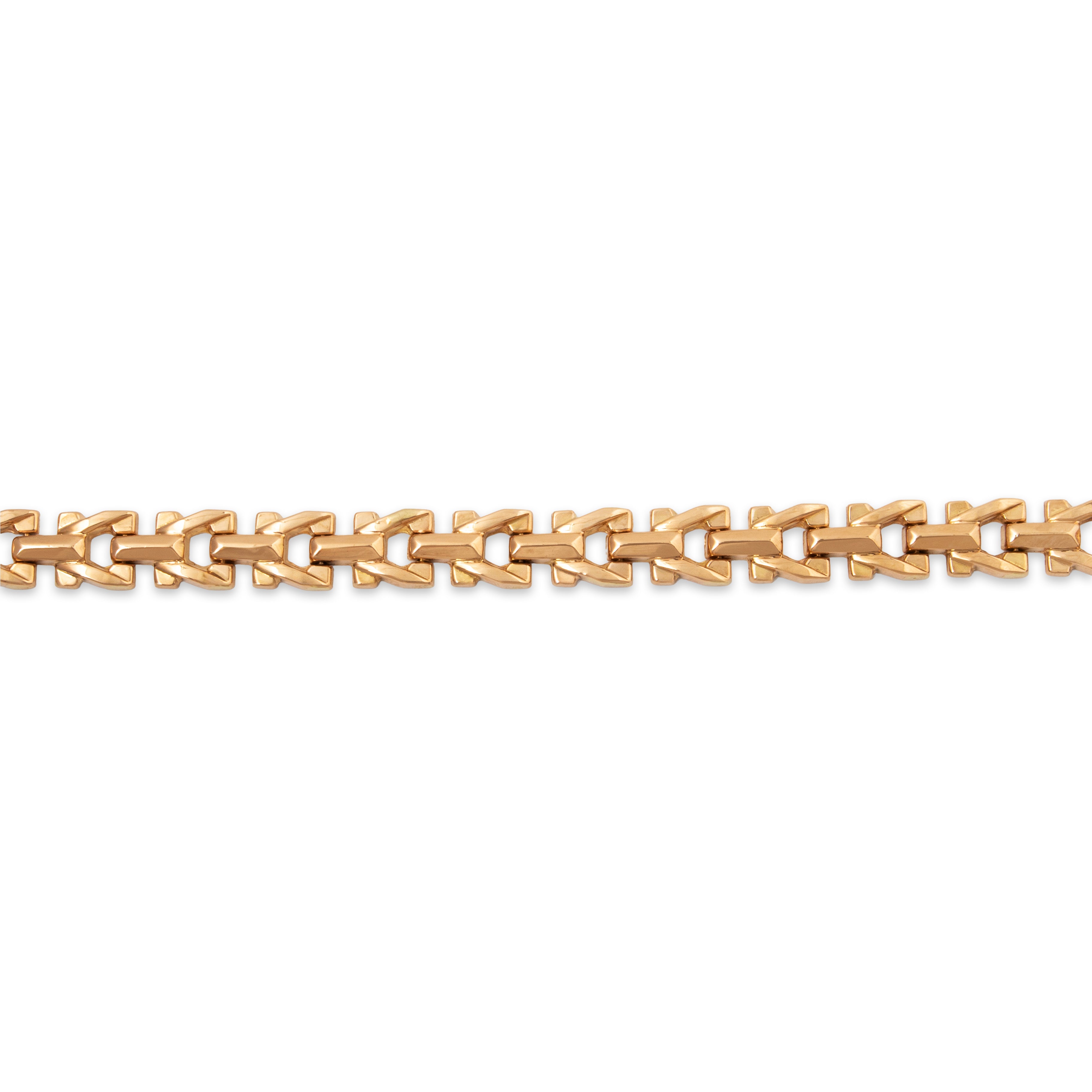 Vintage Italian 18k Rose Gold Geometric Line Link Bracelet 7.25、mySite、hinf8tx79