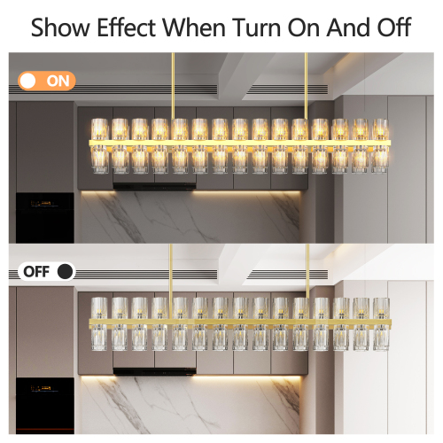 (L005030-D48-P48B/W1340P310779)48 Inches Luxury Chandeliers Crystal Living Room Decorative Lights Simple Modern Dining Room LED Lighting,for Home Decor (Bulbs Included) Black、、eastwooduniform