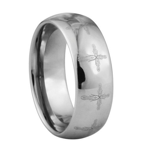 Crosses Tungsten ring - Highly polished style by Laser - 8mm wide、mySite、topwebapps