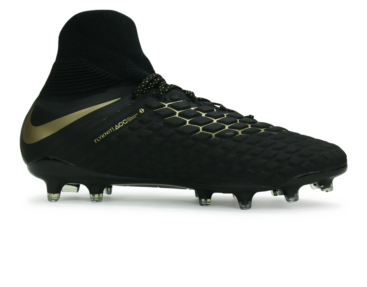 Nike Men's Hypervenom 3 Elite DF FG Black/Metallic Vivid Gold、mySite、noshort