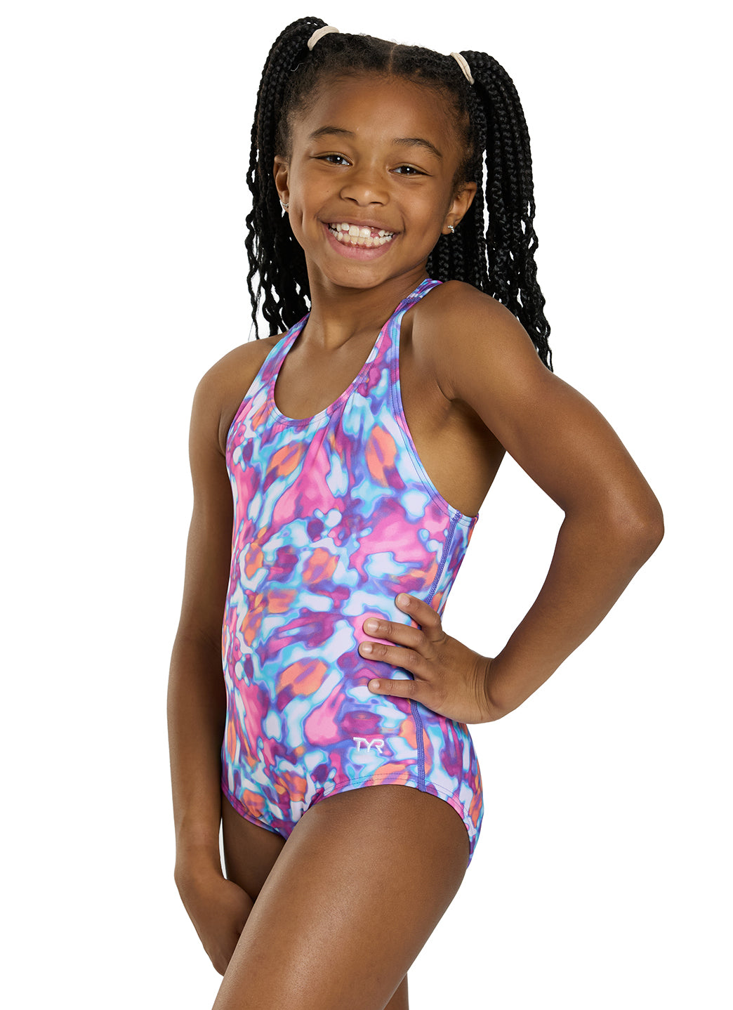 TYR Girls' Print Ella Maxfit Durafast Elite One Piece Swimsuit (Little Kid, Big Kid)、mySite、noshort