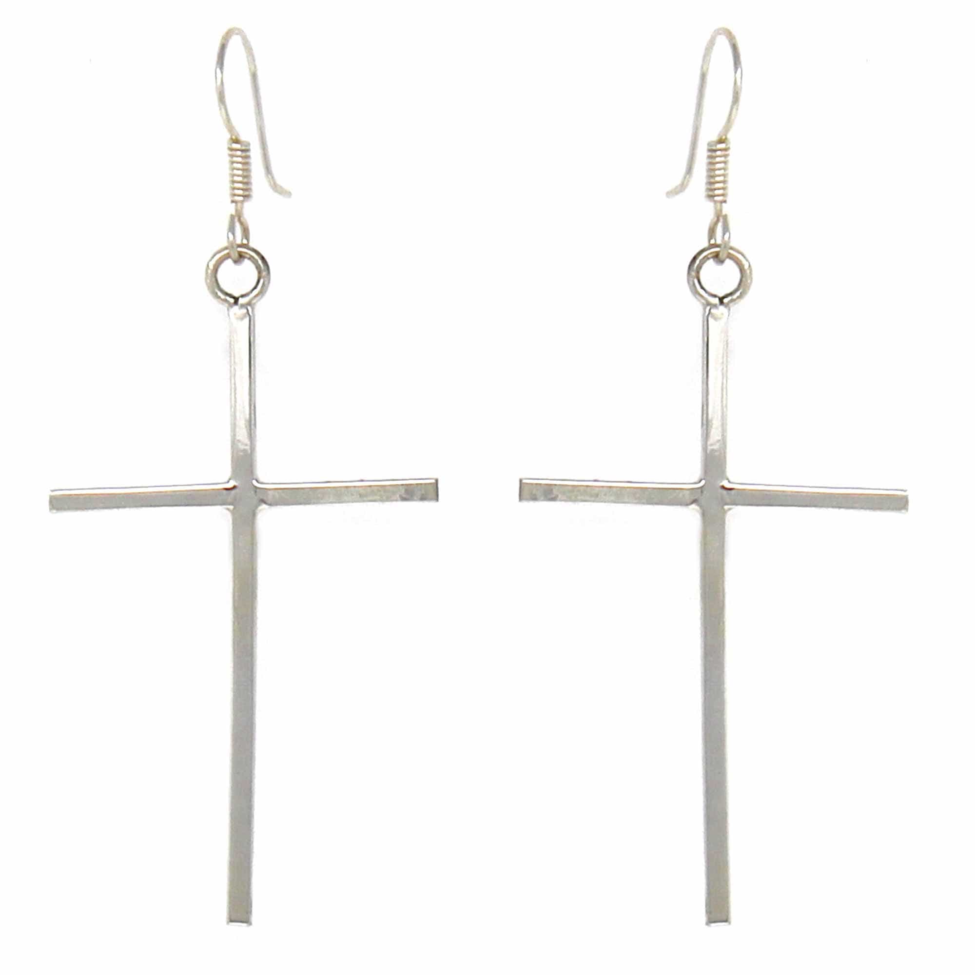 Sterling Silver Cross Drop Earrings Handmade in Mexico、mySite、g9winljtr