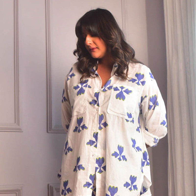 Cotton Pant For Women | Floral Block Print | White、mySite、camillekostekn