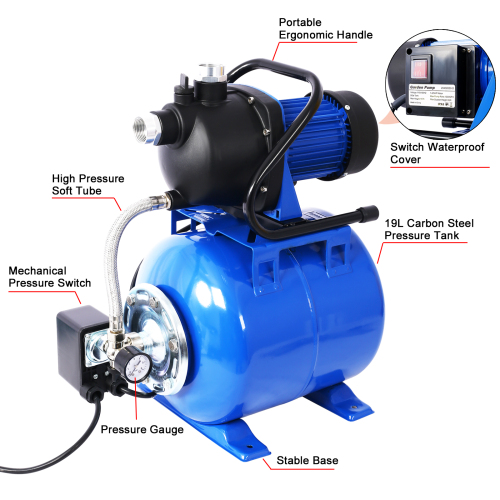 1.6HP Shallow Well Pump with Pressure Tank,garden water pump, Irrigation Pump,Automatic Water Booster Pump for Home Garden Lawn Farm、、eastwooduniform