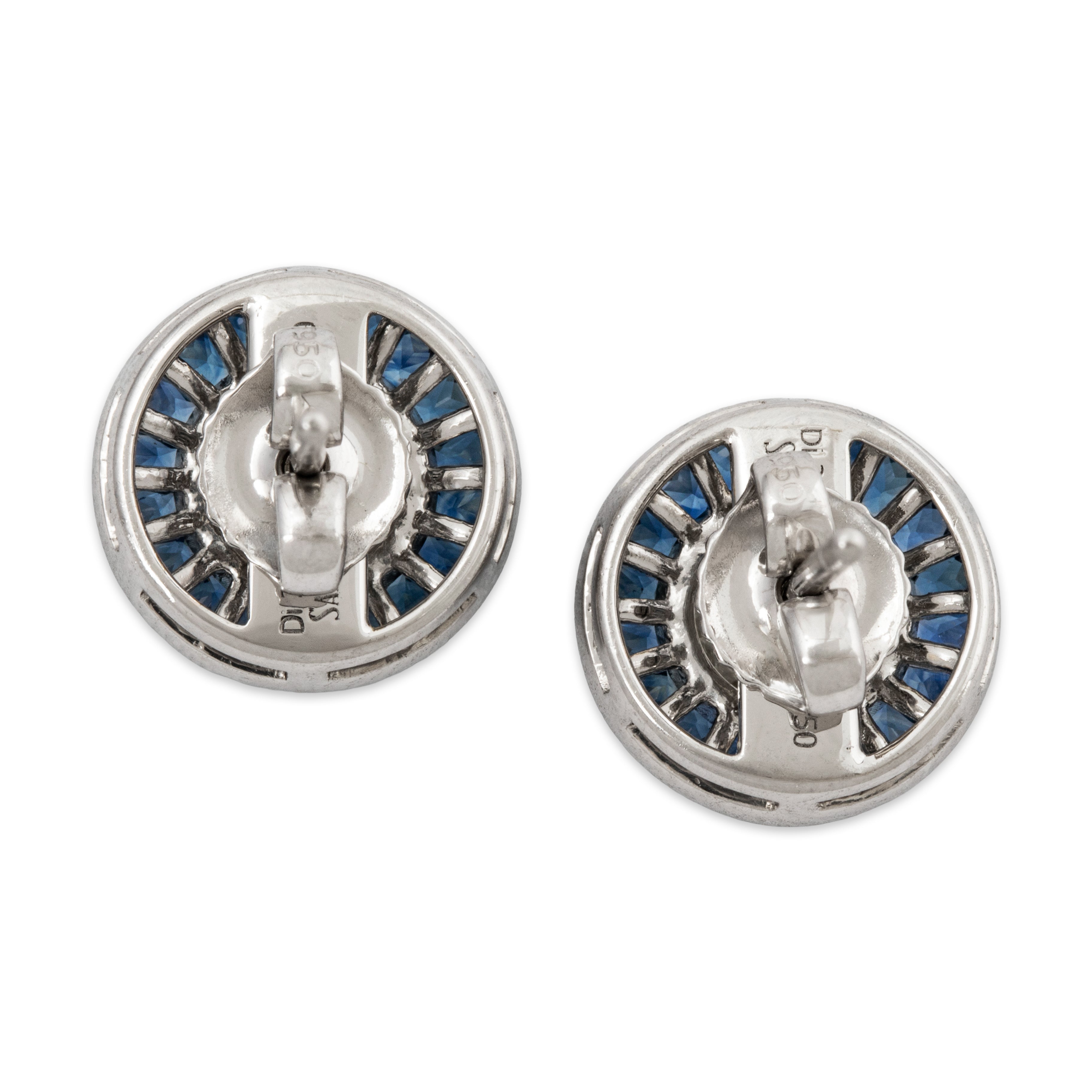Abbott & Oaks Platinum 2.09cttw Diamond 1.63cttw Sapphire Stud Earrings、mySite、hinf8tx79
