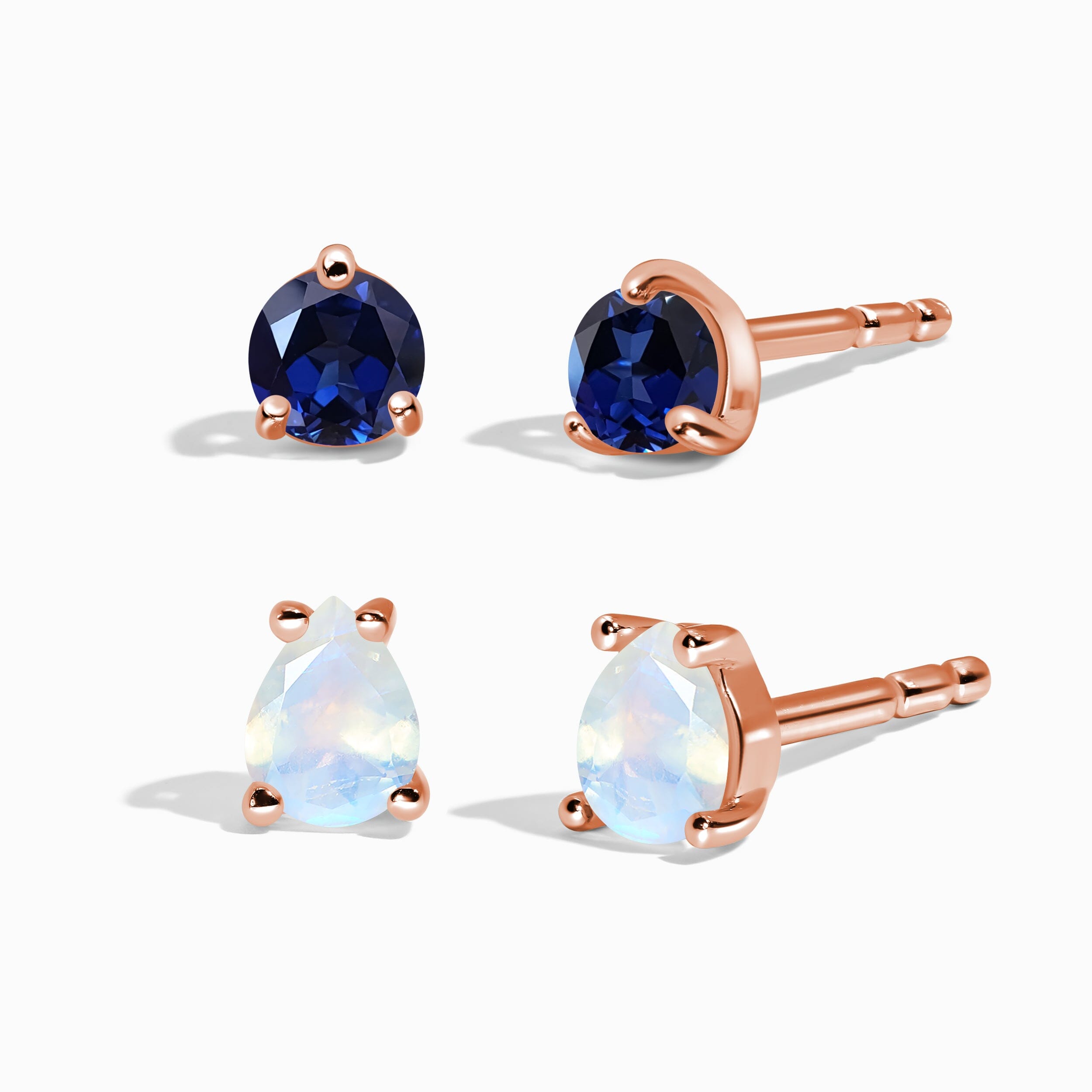 Blue Sapphire Moonstone Petite Round & Teardrop Studs、mySite、hinf8tx79