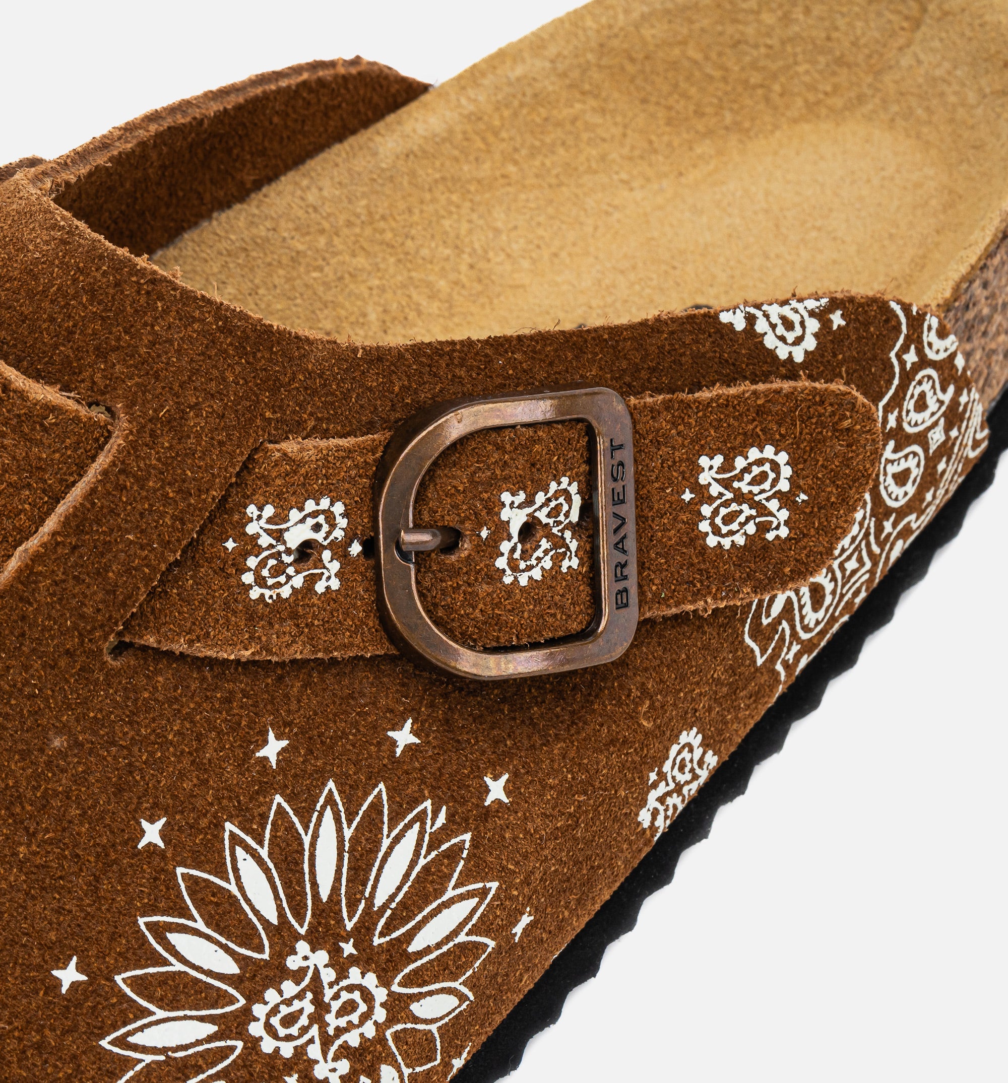 Two Tone Paisley Clog Mens Sandal - Mocha/White、mySite、dreamappss
