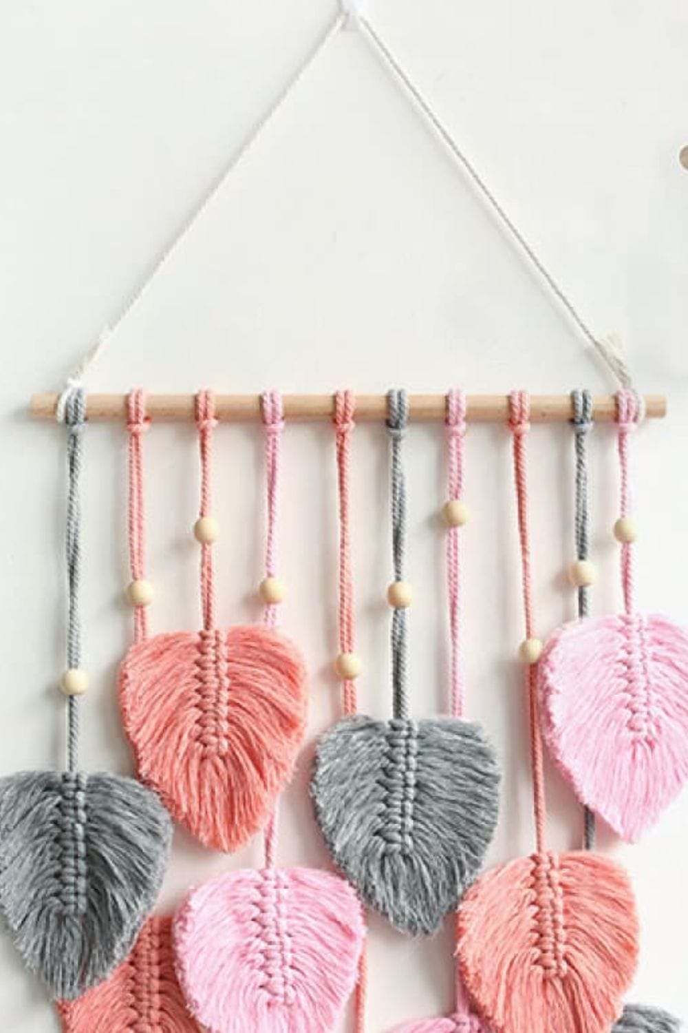 Macrame Leaf Bead Wall Hanging-Handmade, Super Cute!、mySite、g9winljtr