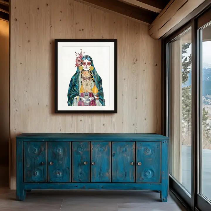 Art Print | Day of the Dead Wall Art | Vigil (Teal)、mySite、g9winljtr