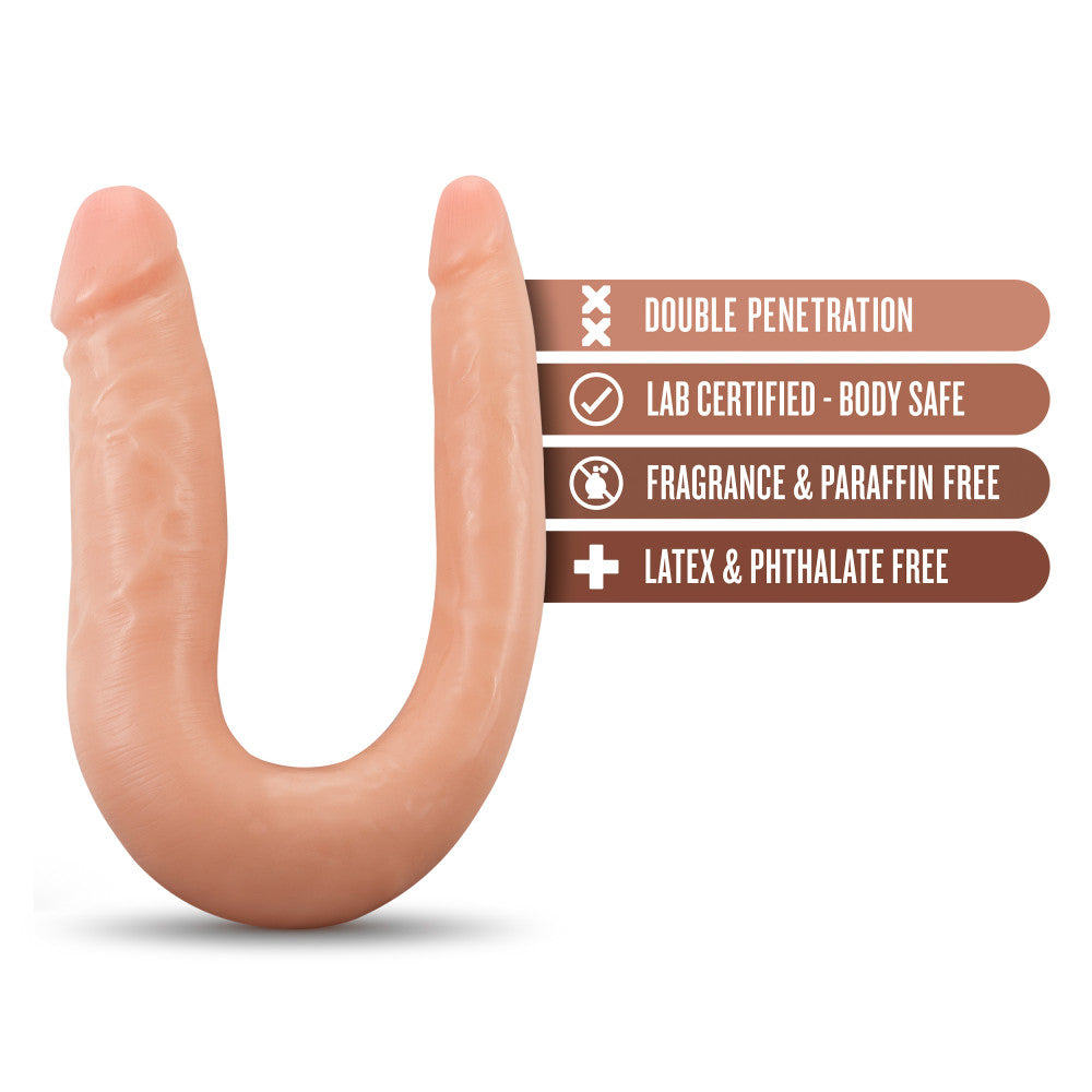 Dr. Skin By Blush® | Mini Double Dong Vanilla 12.5-Inch Long Double Dildo With Suction Cup Base、mySite、bottomscart
