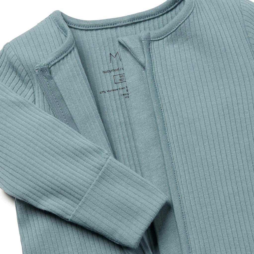  MORI Ribbed Clever Zip Sleepsuit - Blue、mySite、merchandisen