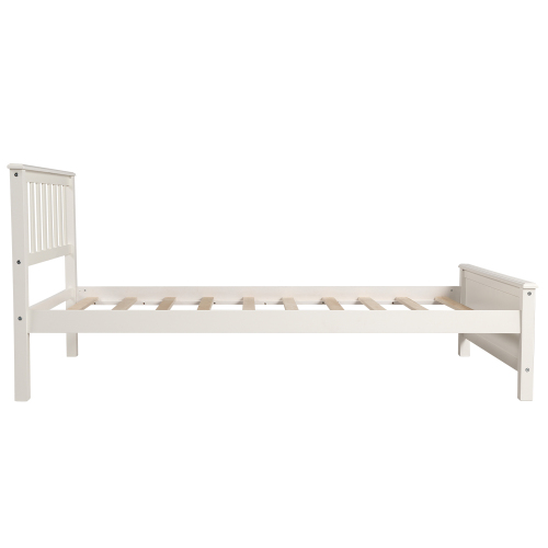 Twin Size Wood Platform Bed with Headboard,Footboard and Wood Slat Support, White、、casual