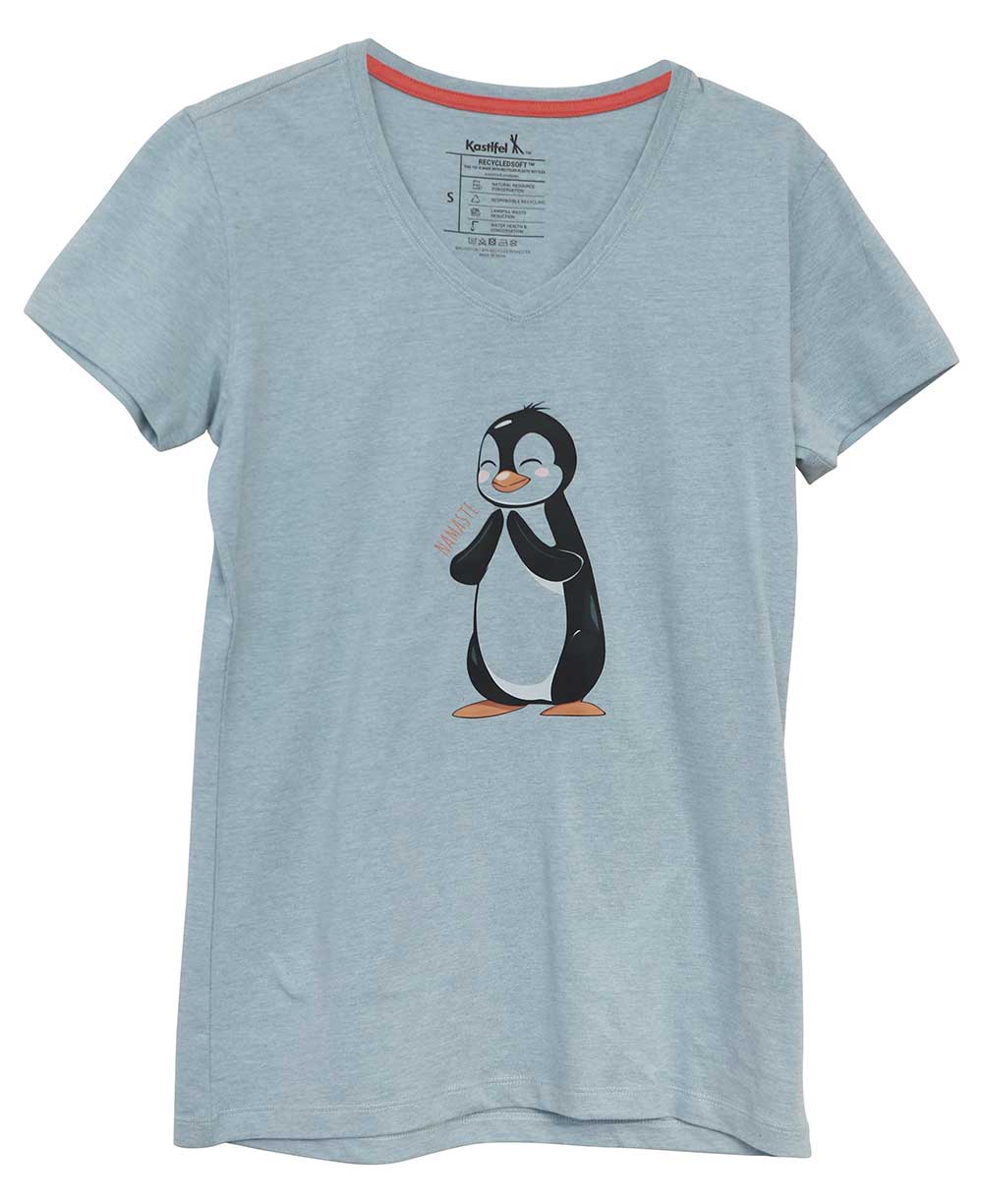 Namaste Penguin Women's Recycled T-Shirt、mySite、topwebapps