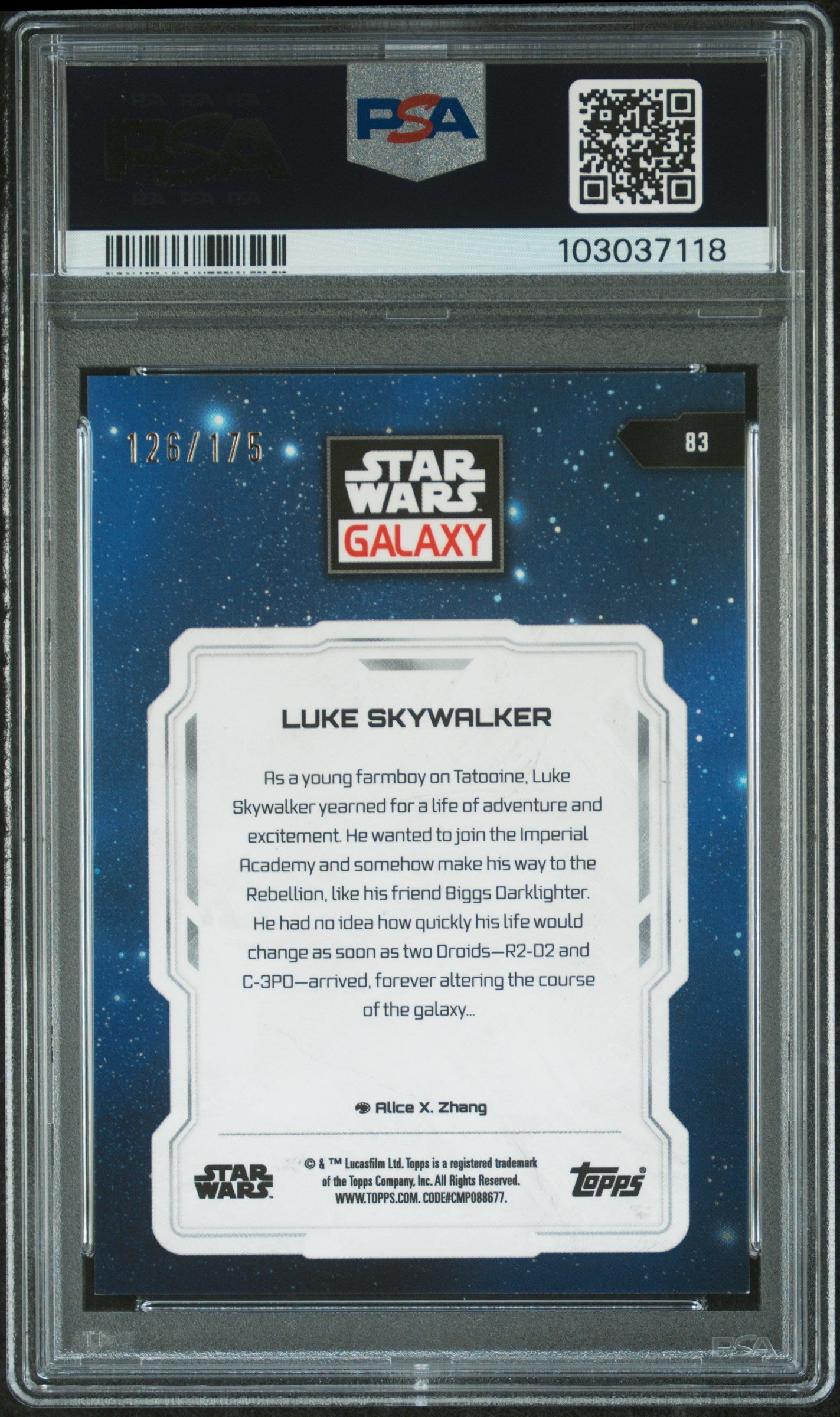 Luke Skywalker #83 Aqua Lava 126/175 PSA 8 Topps Chrome Star Wars Galaxy 2024、mySite、waistdrama