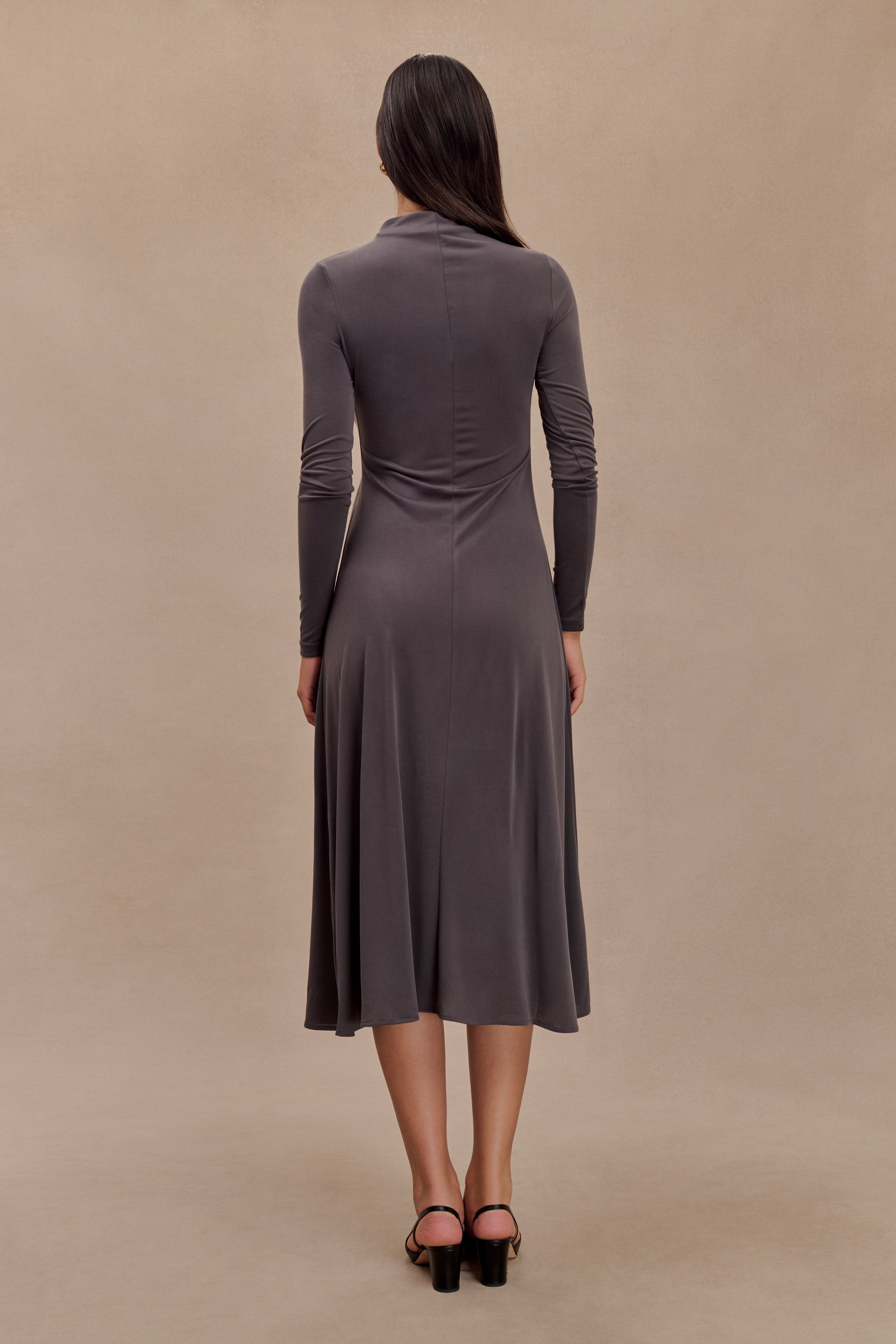 Anders Peached Jersey Midi Dress - Charcoal、mySite、solidvoid