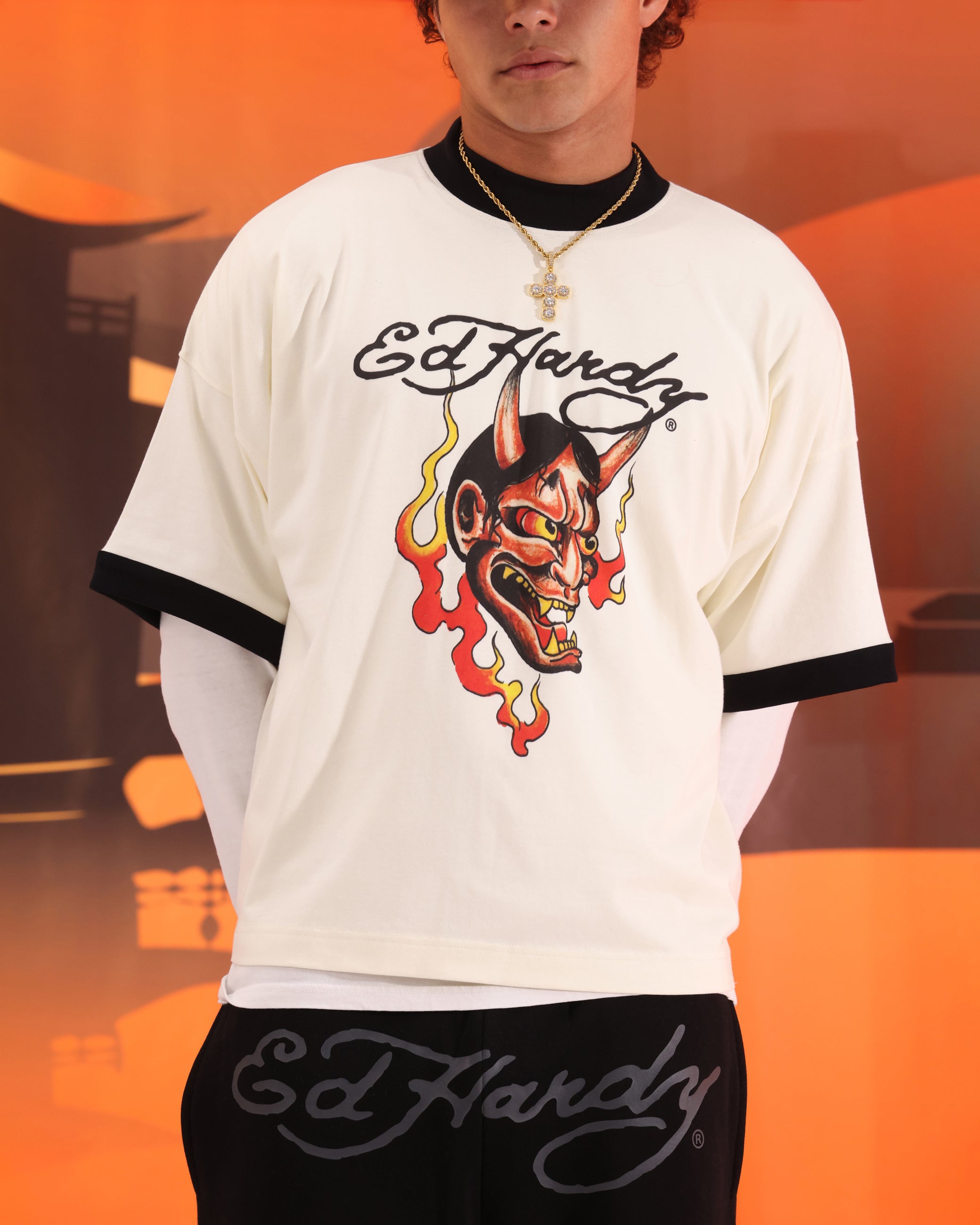 Ed Hardy Devil Ringer T-Shirt Off White、mySite、zt4zffjzw
