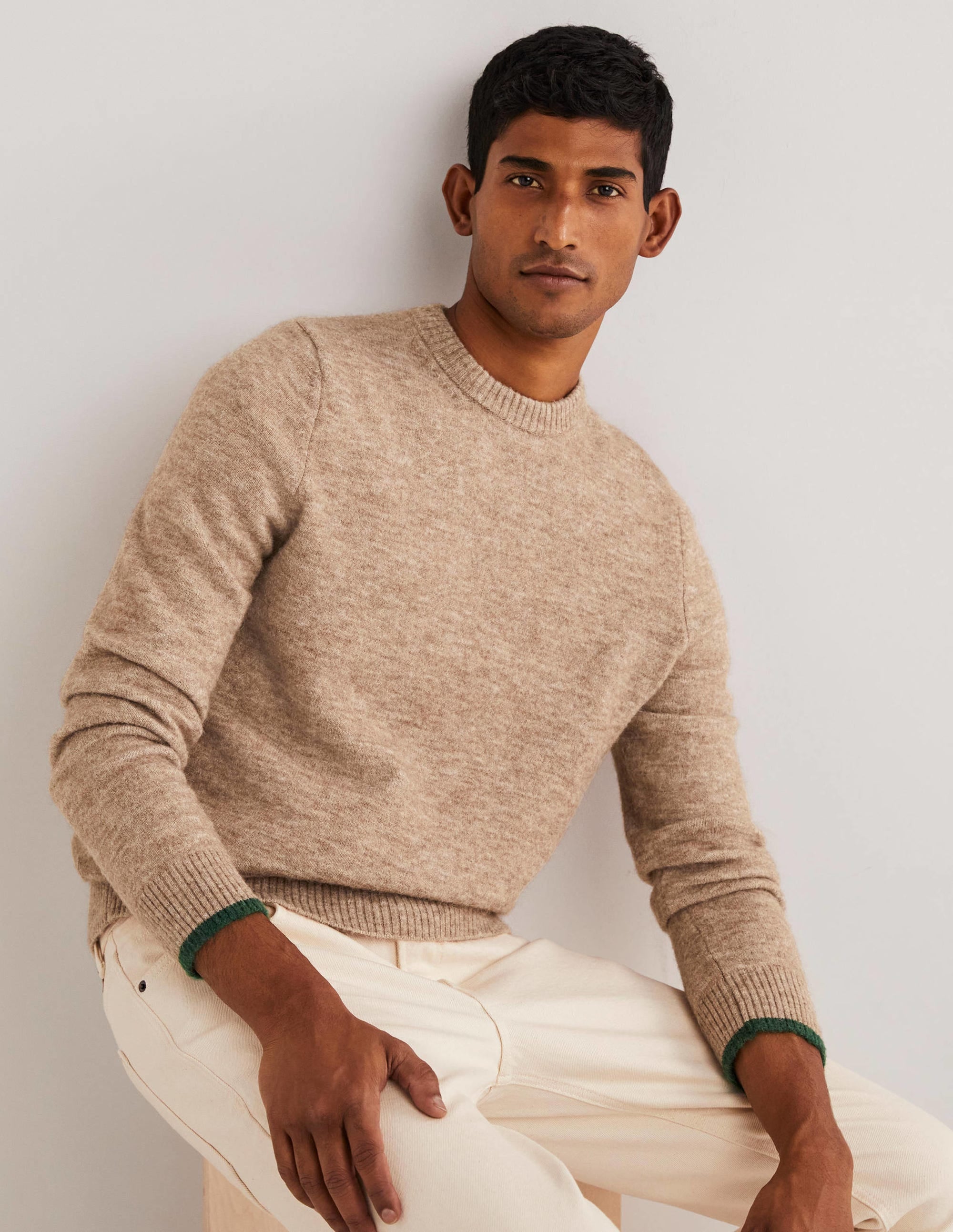  Fluffy Crew Neck Jumper-Camel Melange、mySite、ashleygrahame