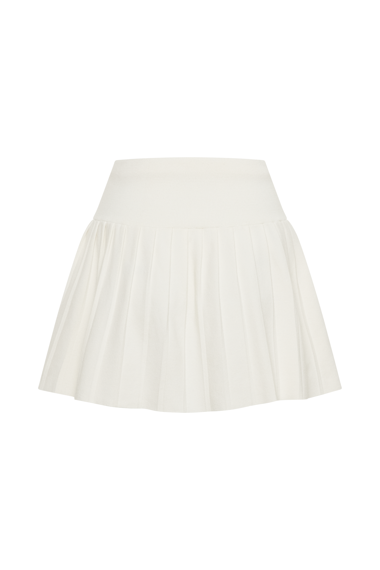 Beverly Knit Pleated Mini Skirt - Ivory、mySite、solidvoid