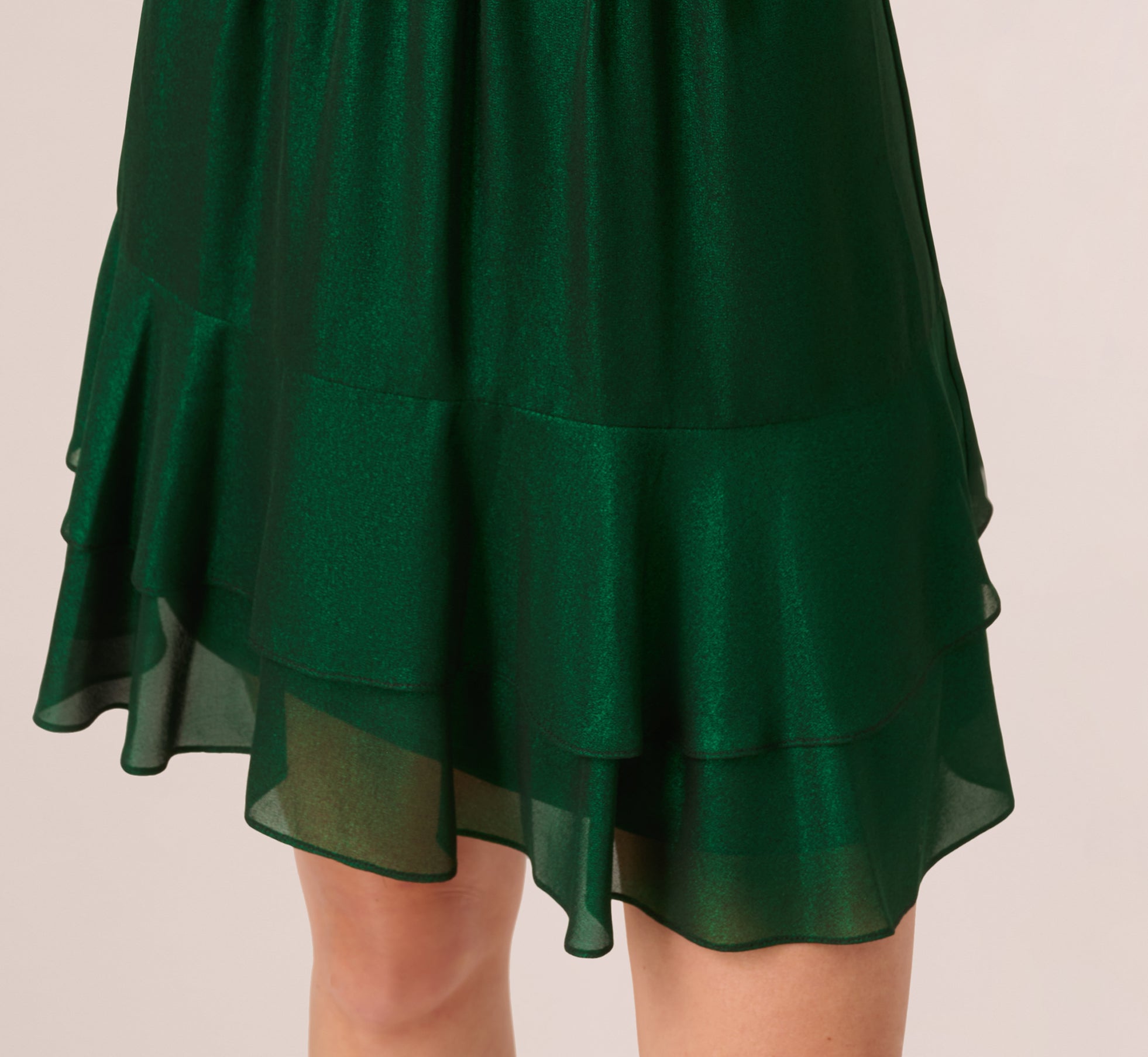 Metallic Blouson Halter Dress In Emerald Green、mySite、solidvoid