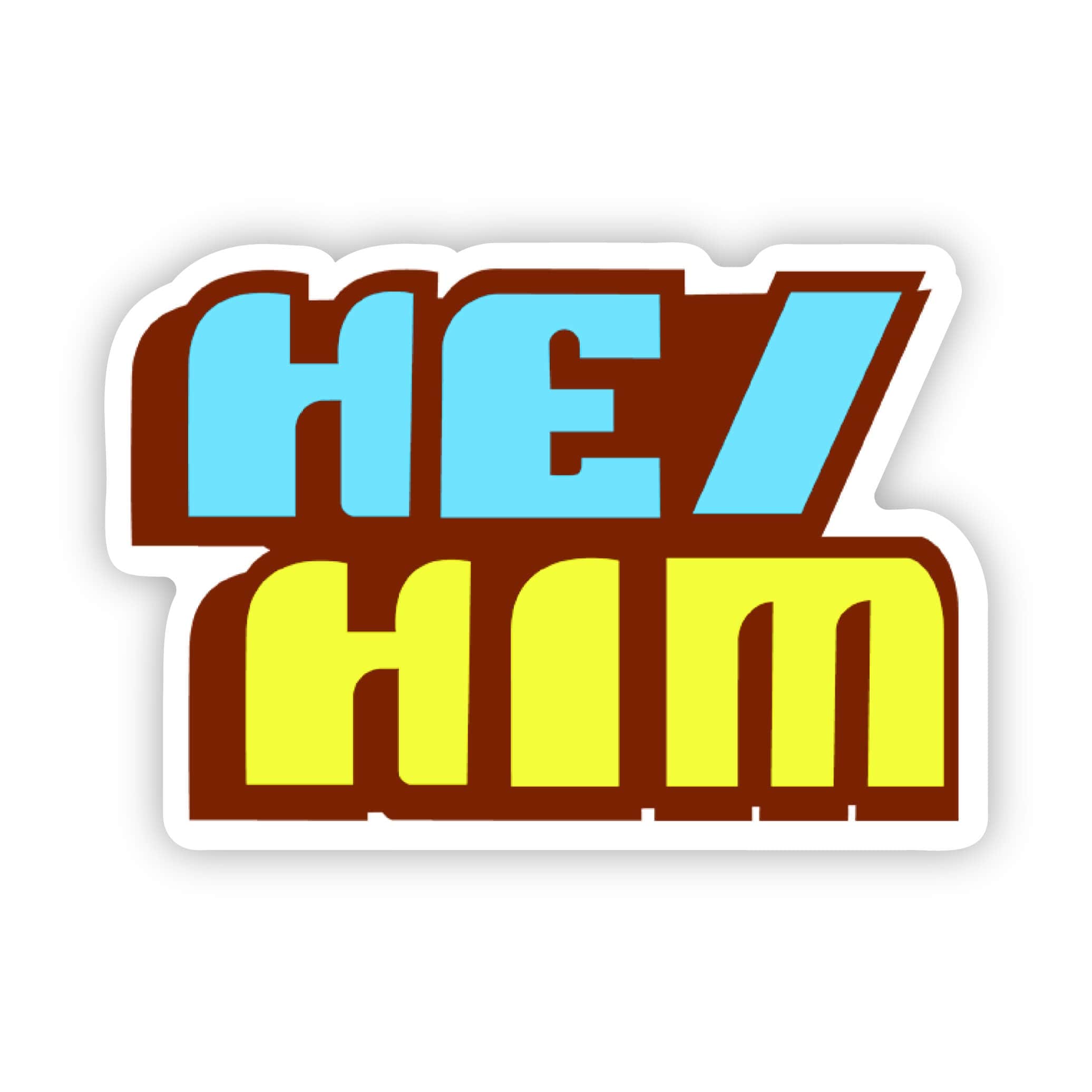  He Him Retro Pronouns LGBTQ Pride Sticker、mySite、ghnorth