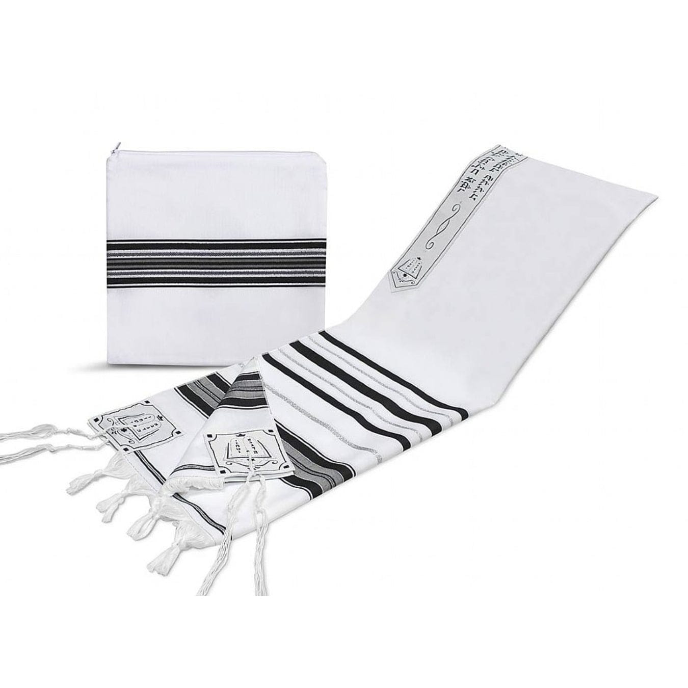 Elegant Black and Silver Acrylic Tallit Set - (Size: 24 x 72)、mySite、topwebapps