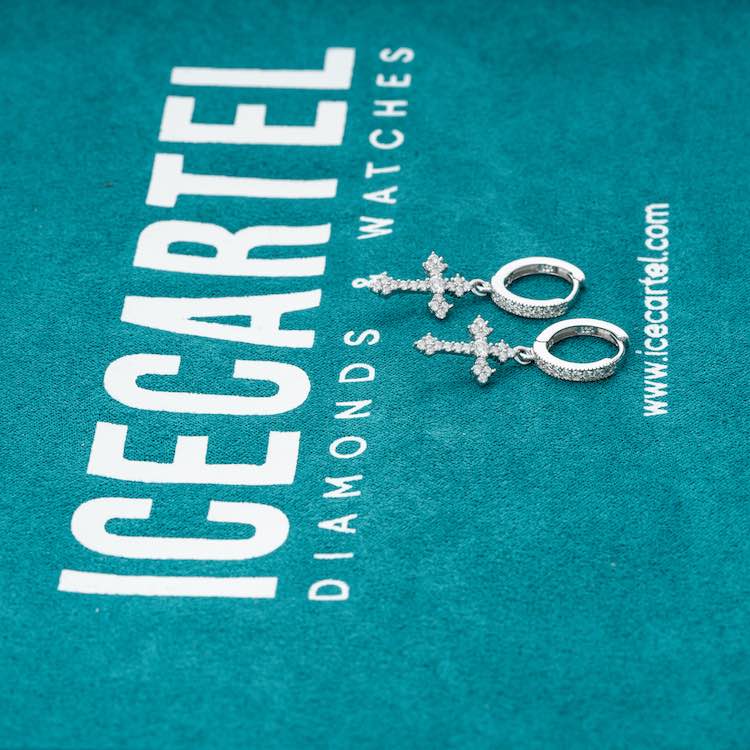 32MM Moissanite Cross Hoop Earrings 14K Gold、mySite、hinf8tx79