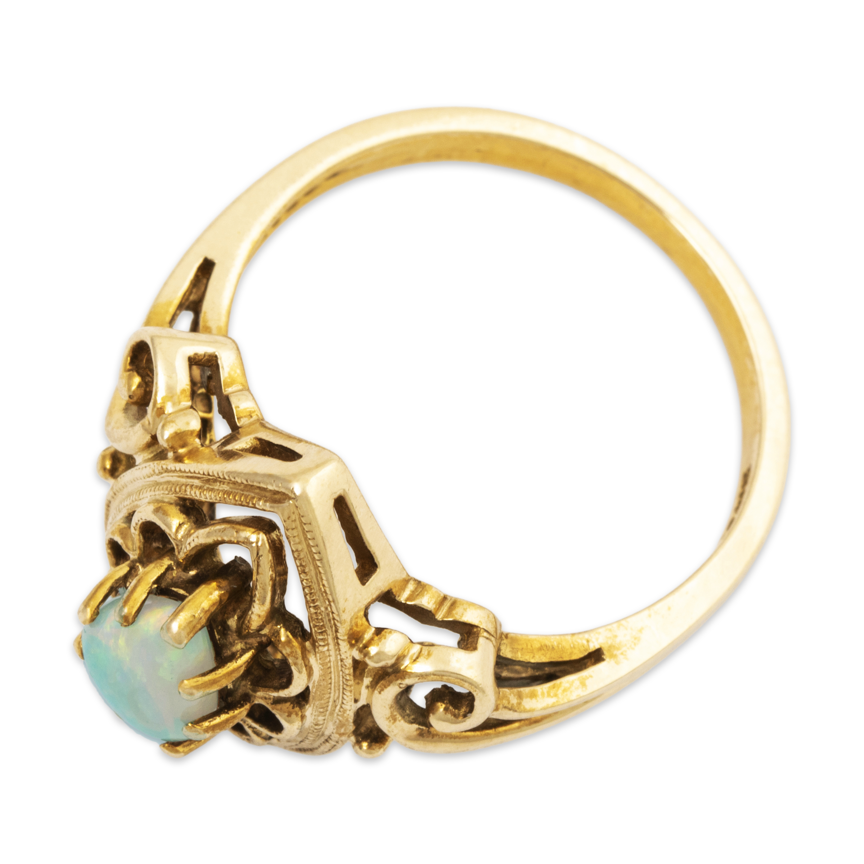 Vintage 14k Yellow Gold Opal Filigree Teardrop Ring 6.25、mySite、hinf8tx79