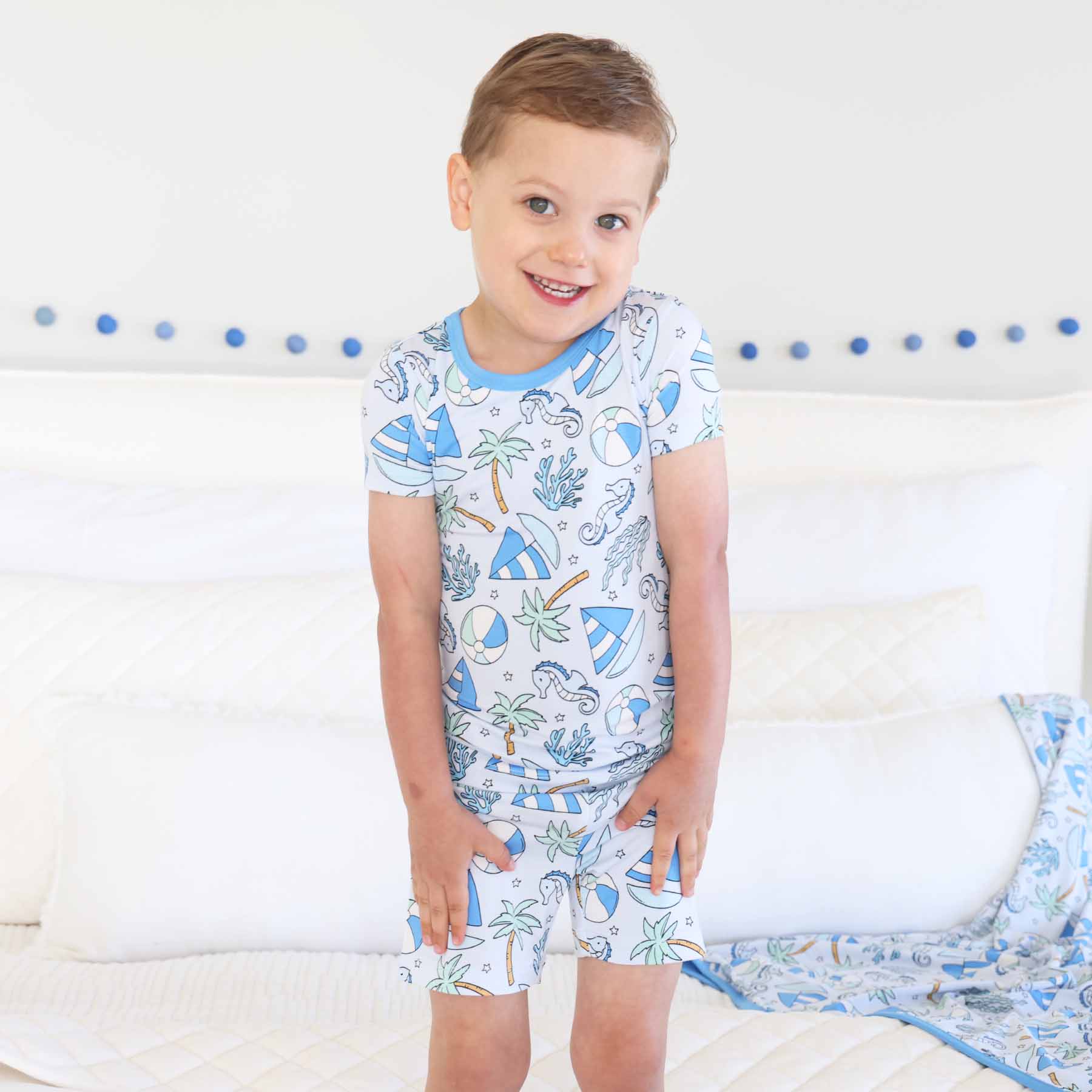  Two Piece Short Pajama Set | Tiny Tides Blue、mySite、layawaytickets