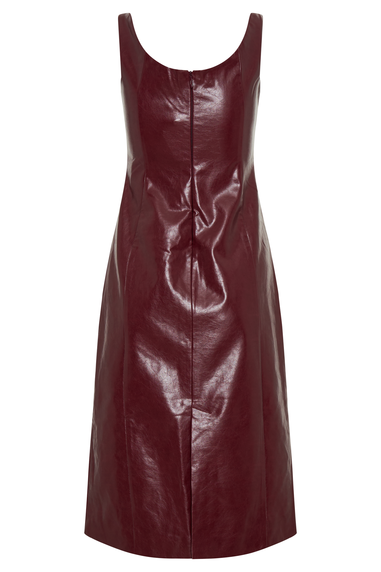 Sonia Faux Leather Midi Dress - Cherry Red、mySite、solidvoid