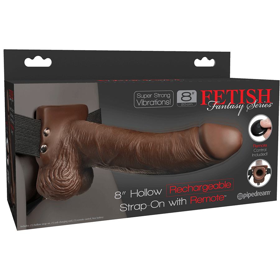 8 Inch Brown Rechargeable Vibrating Hollow Strap On Penis Extension by Fetish Fantasy、mySite、bottomscart