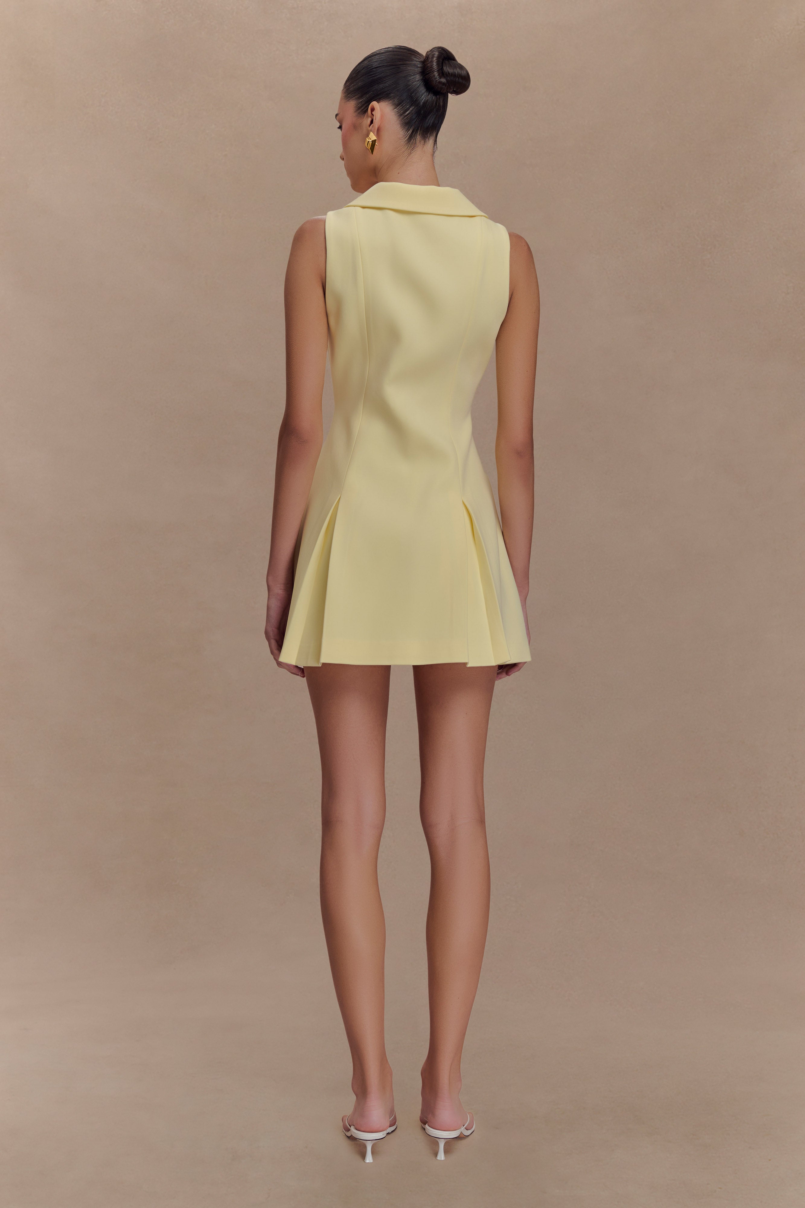 Oli Sleeveless Mini Dress - Lemon、mySite、solidvoid