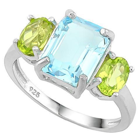 Swiss Baby Blue Topaz & 2ct Peridot Sterling Silver Ring、mySite、g9winljtr