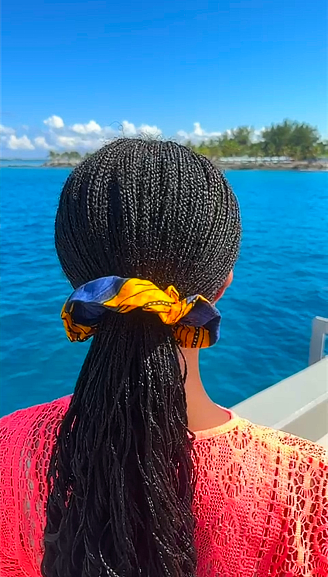 Dupsie's Orange Blue, and Black African print Ankara bulb peacock patterned scrunchie DPSCR3816、mySite、solidvoid