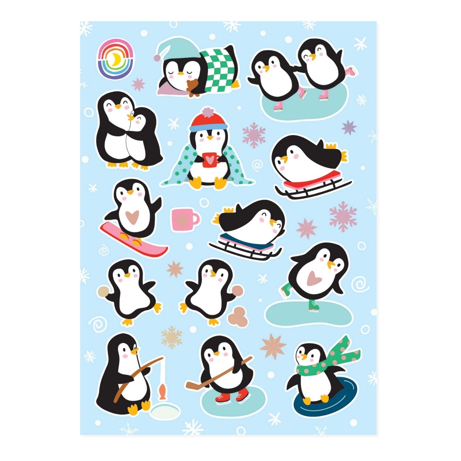  Penguins on Vacation A6 Foil Sticker Sheet、mySite、ghnorth