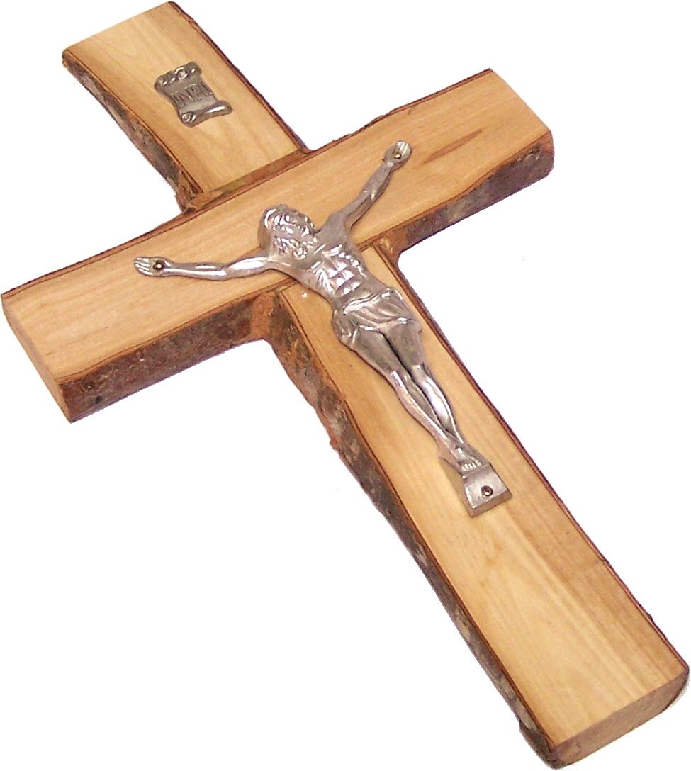 Rugged with rustic/bark edges olive wood Cross/Crucifix from Bethlehem - Medium、mySite、topwebapps