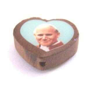  John Paul II wooden medal - enamel heart (18x16mm -0.7x0.6)、mySite、elrpsem3k