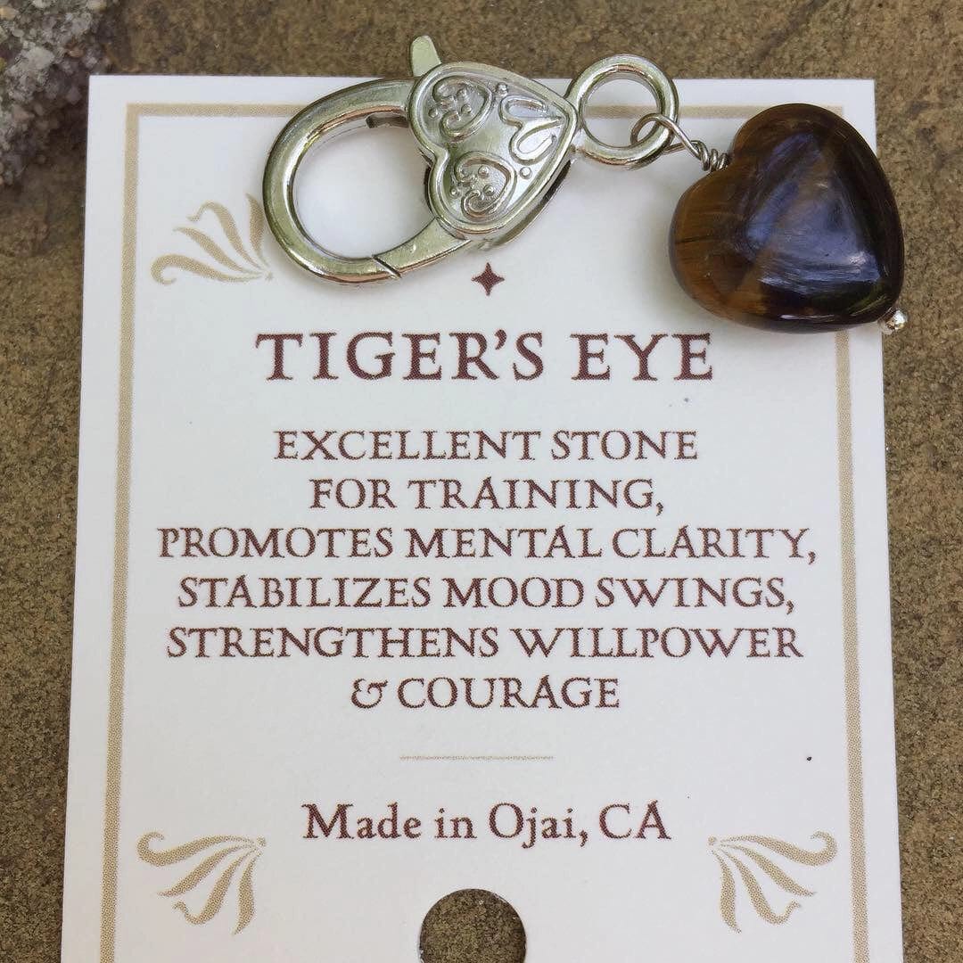 Tiger's Eye Crystal Heart Pet Charm Healing Crystals、mySite、g9winljtr
