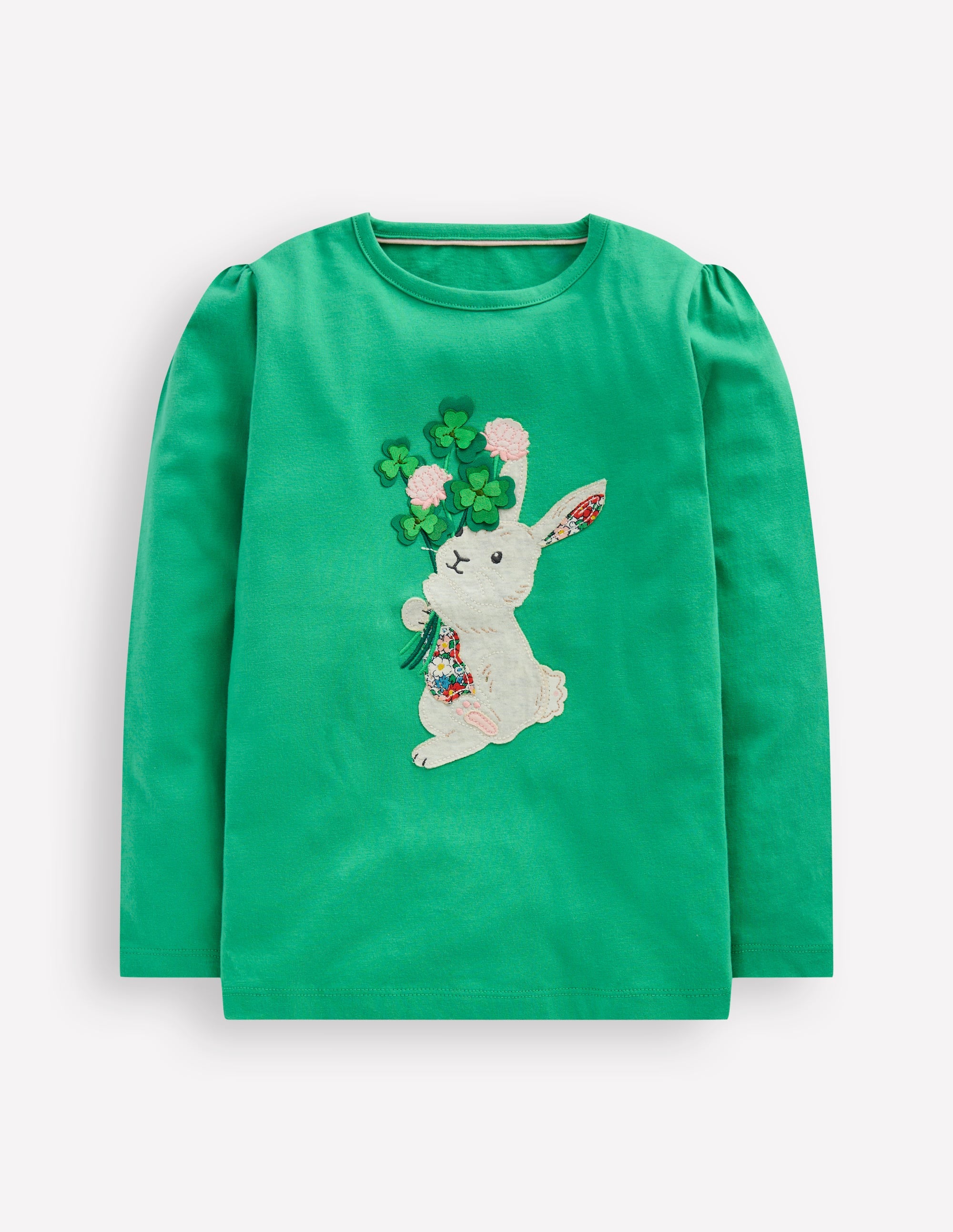  Puff Sleeve Applique T-Shirt-Aloe Green Bunny、mySite、ashleygrahame