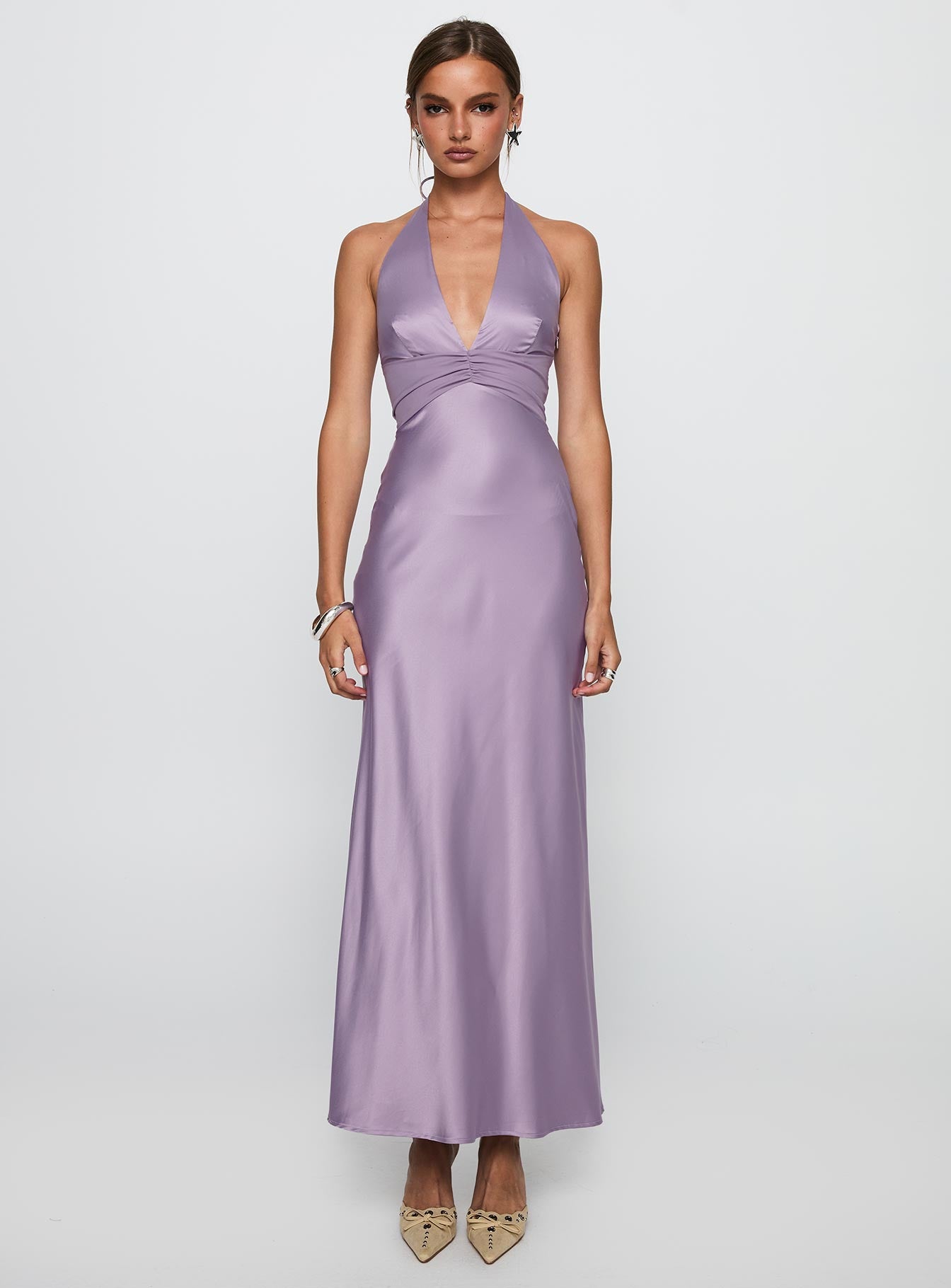 Rousseau Halter Maxi Dress Mauve、mySite、solidvoid
